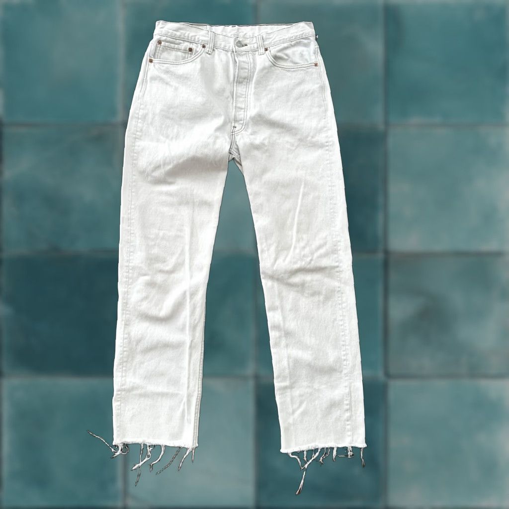Levi's VINTAGE Levi's 501 Jeans Men 34x34 White Bleach Wash 90s USA 80s Denim Cotton Button Straight 501 Series Distressed Size US 34 / EU 50 - 1 Thumbnail