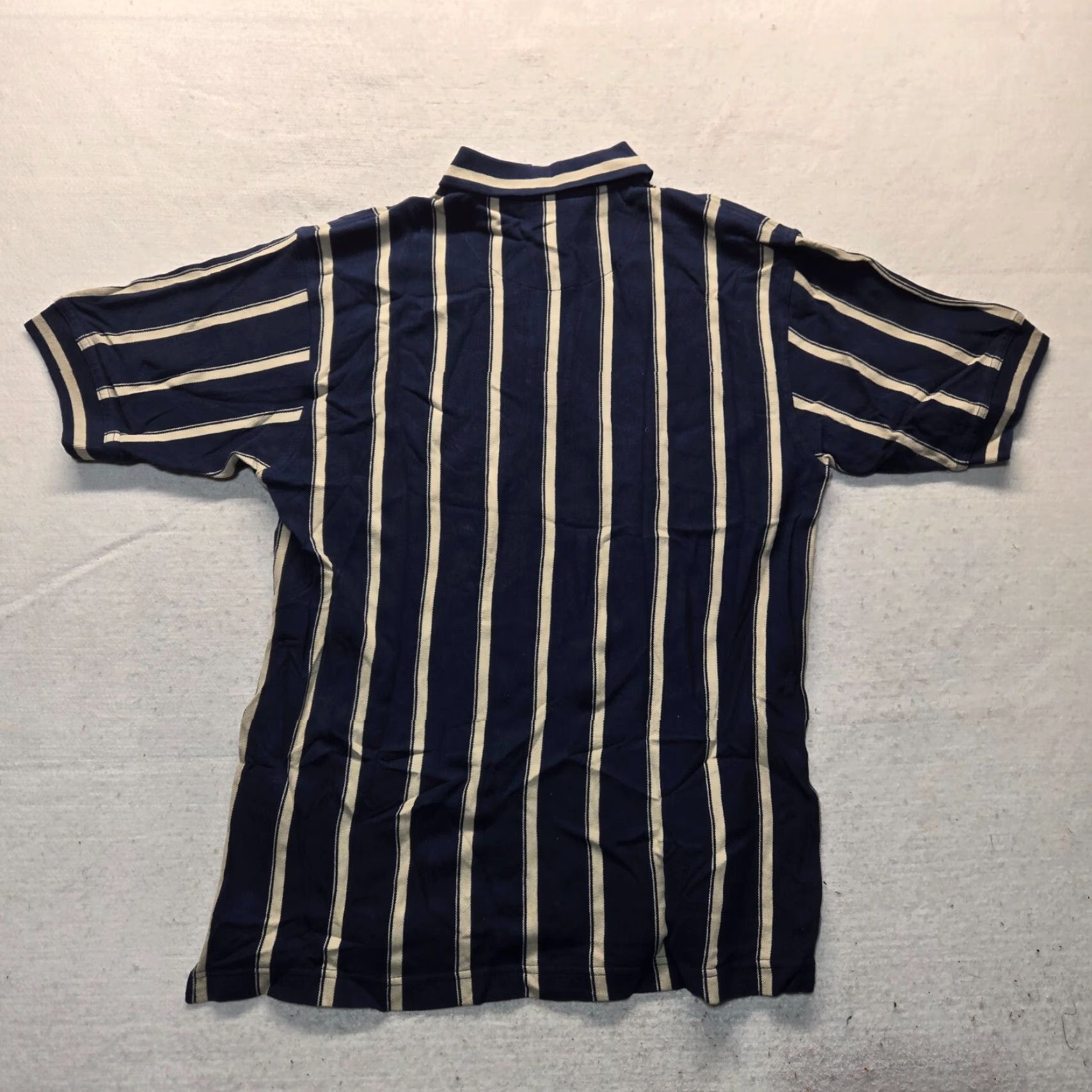 Vintage Ivy Crew Polo Shirt Blue Striped 100% Cotton Adult Men's M Size Short Sleeve Collared Logo Embroidered Size US M / EU 48-50 / 2 - 7 Thumbnail