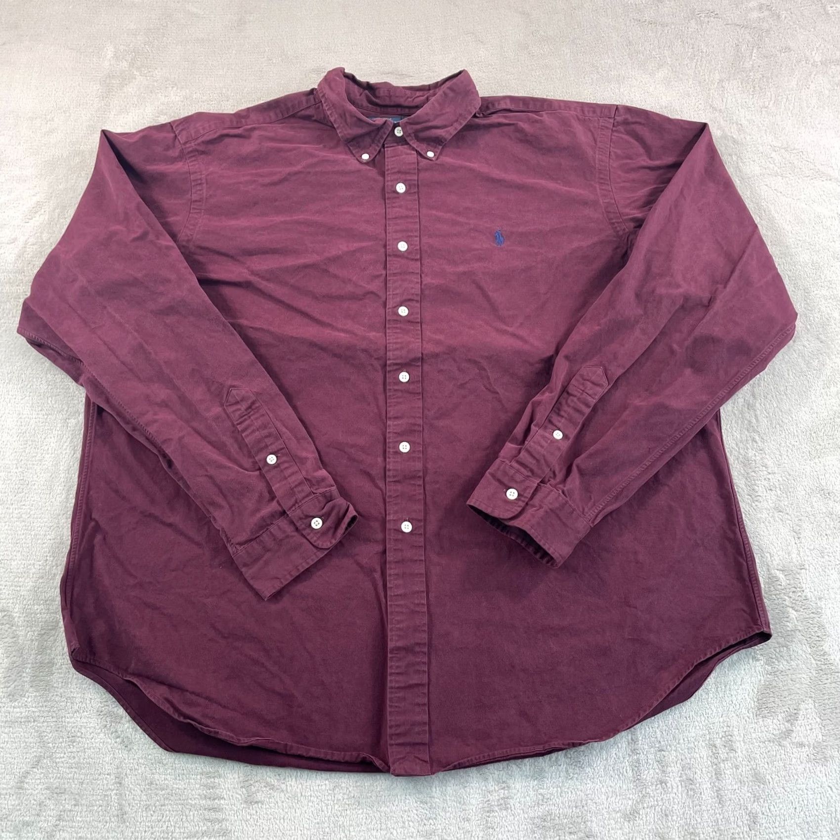 Polo Ralph Lauren Polo Ralph Lauren Oxford Shirt Men 2XL Maroon Classic Fit Pony Long Sleeve Prepp Shirt Size US XXL / EU 58 / 5 - 3 Thumbnail
