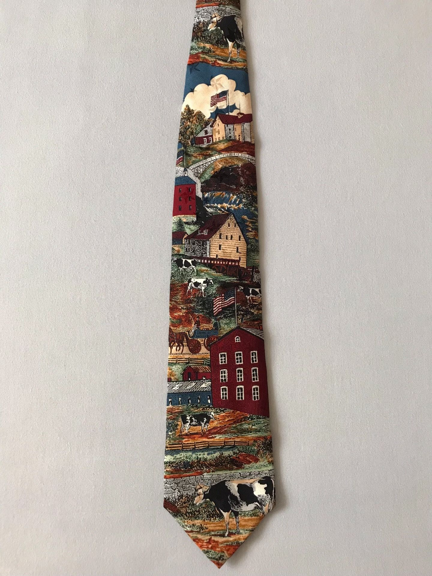 Vintage Vintage USA Oil Painting Silk Tie Size ONE SIZE - 1 Thumbnail