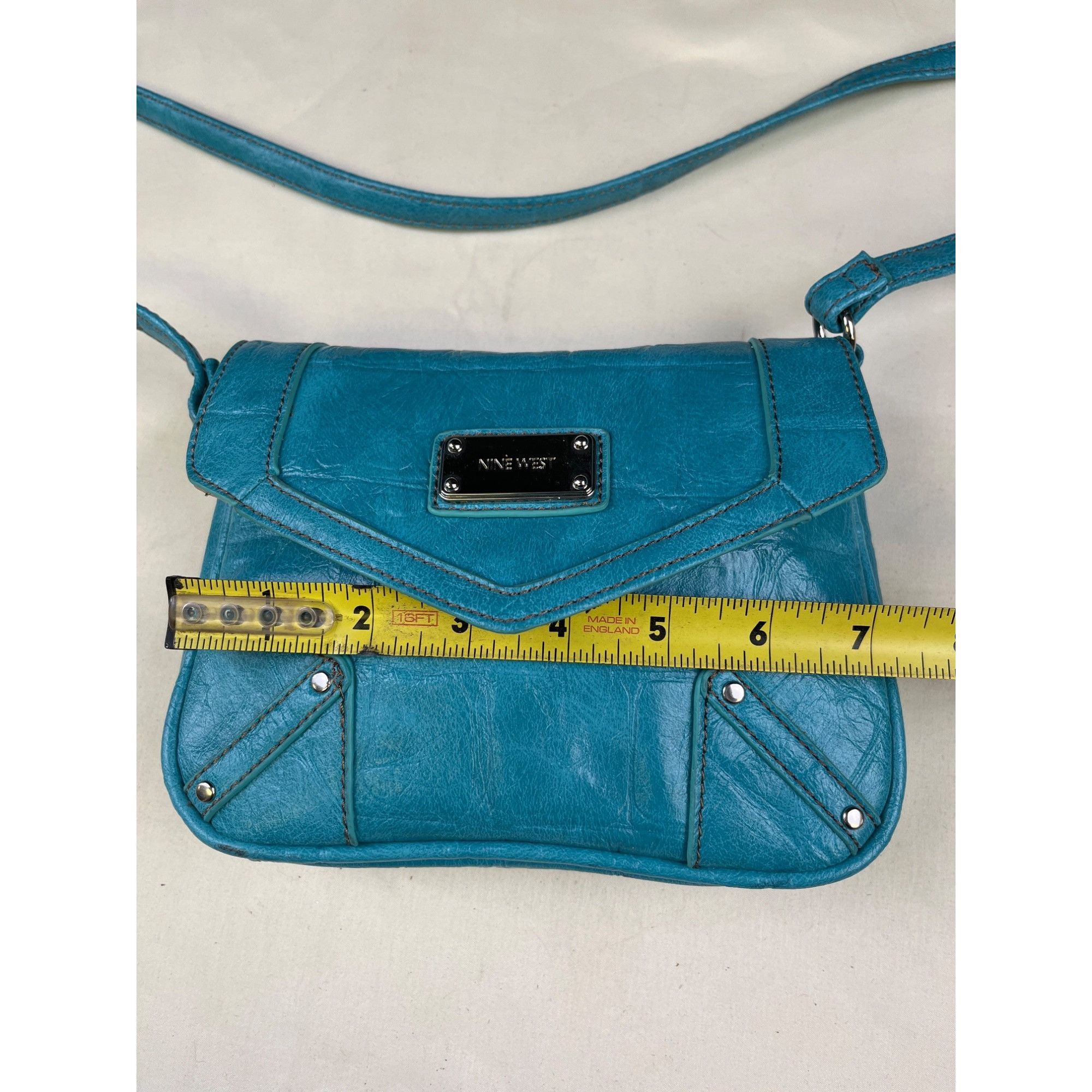 Nine West Nine West Women's Blue Turquoise Leather Crossbody Mini Bag Size ONE SIZE - 3 Thumbnail