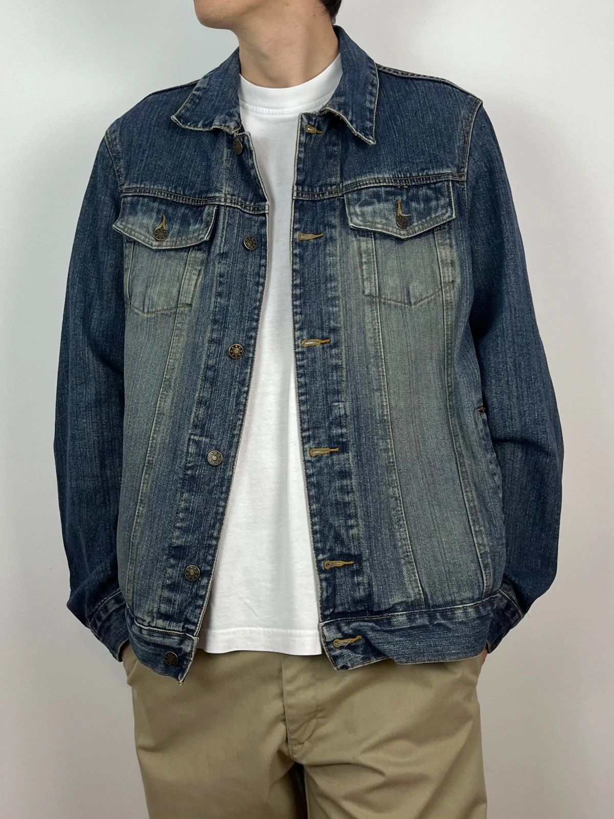 Vintage Vintage 90s Men’s Denim Jacket Faded Washed Jeans Size US L / EU 52-54 / 3 - 2 Thumbnail