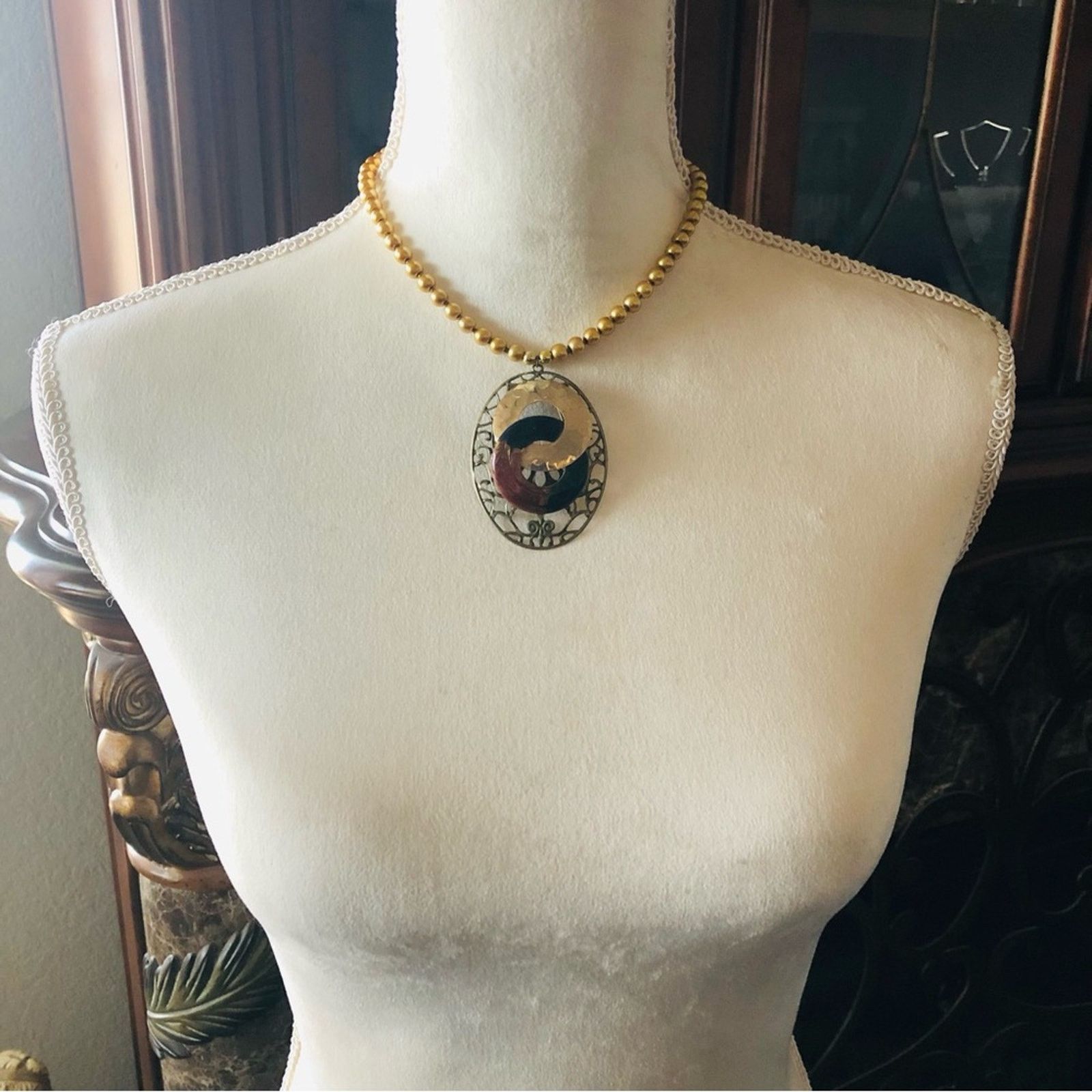 Handmade Handcrafted repurpose medieval look filigree Pearl necklace Size ONE SIZE - 5 Thumbnail