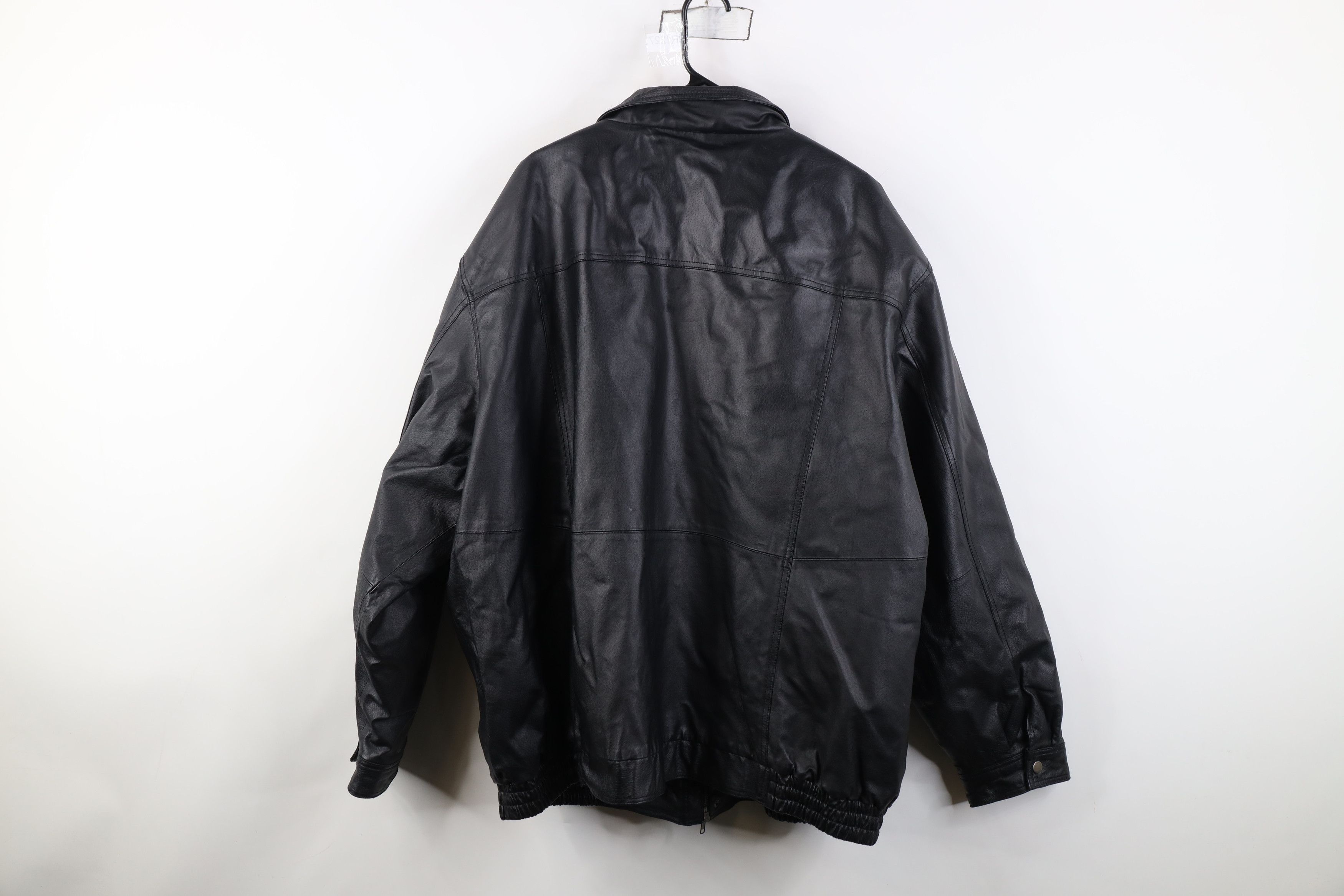 Vintage Vintage 90s Streetwear Leather Full Zip Bomber Jacket Black Size US XXL / EU 58 / 5 - 14 Thumbnail