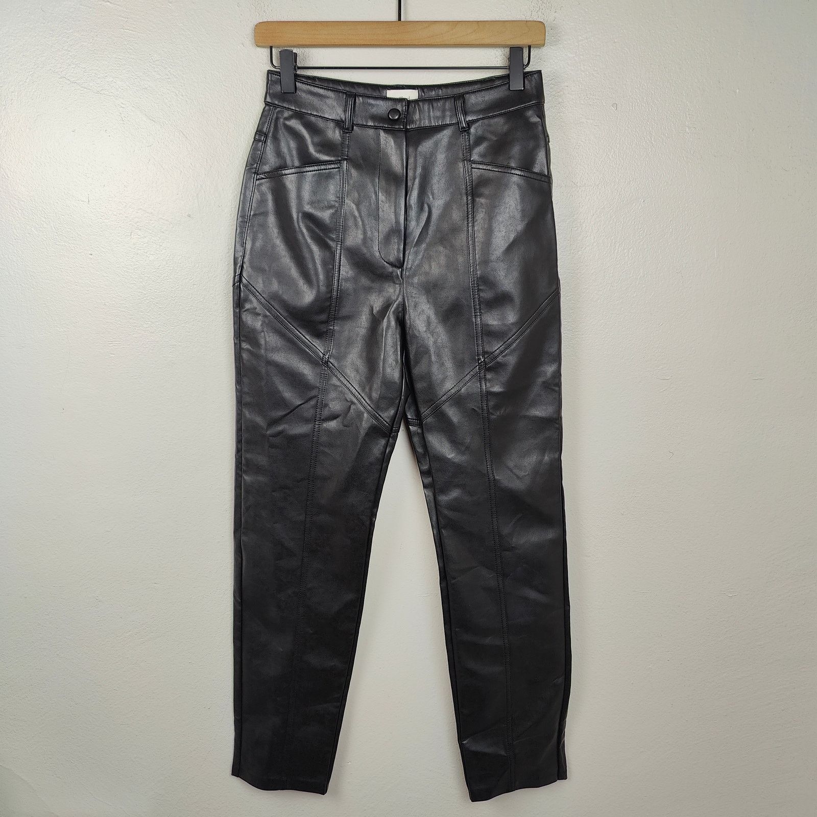 Aritzia Aritzia Wilfred The Rebel Pant Womens 4 Black Faux Leather Size 27" / US 4 / IT 40 - 1 Thumbnail
