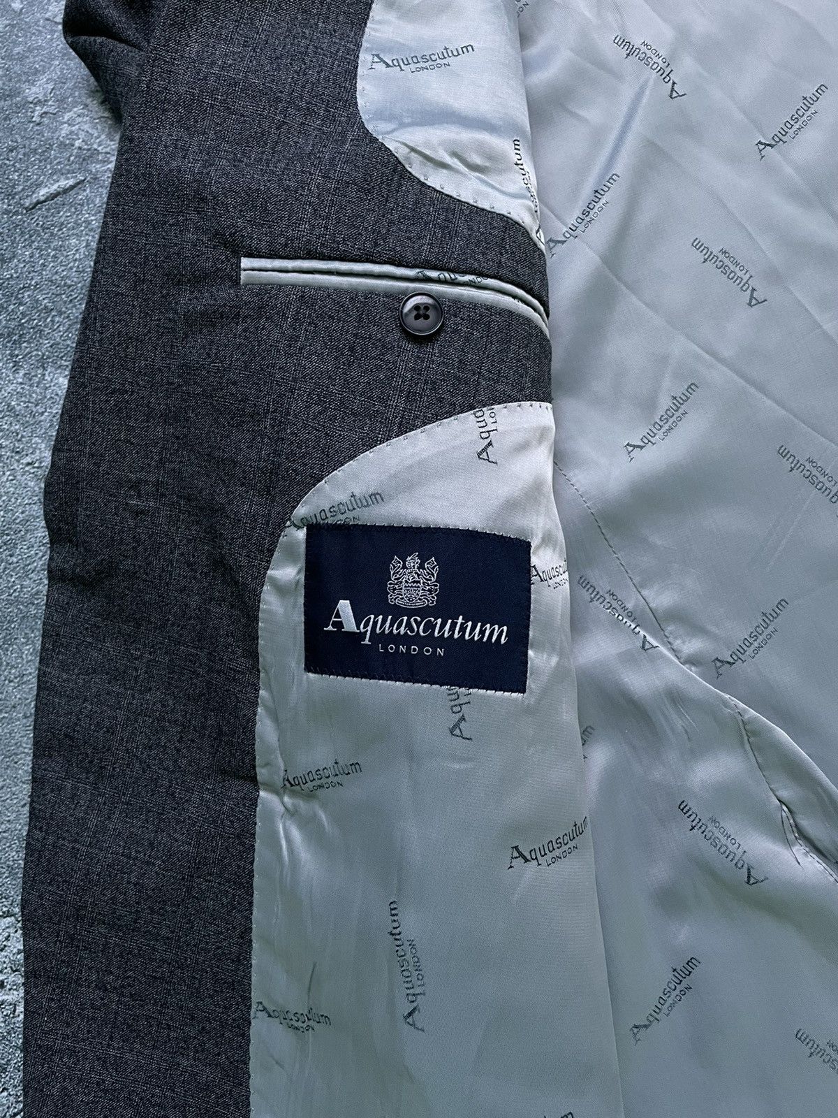 Aquascutum Vintage Aquascutum Blazer Jacket Navy Logo Wool Rich Size 50S - 6 Thumbnail