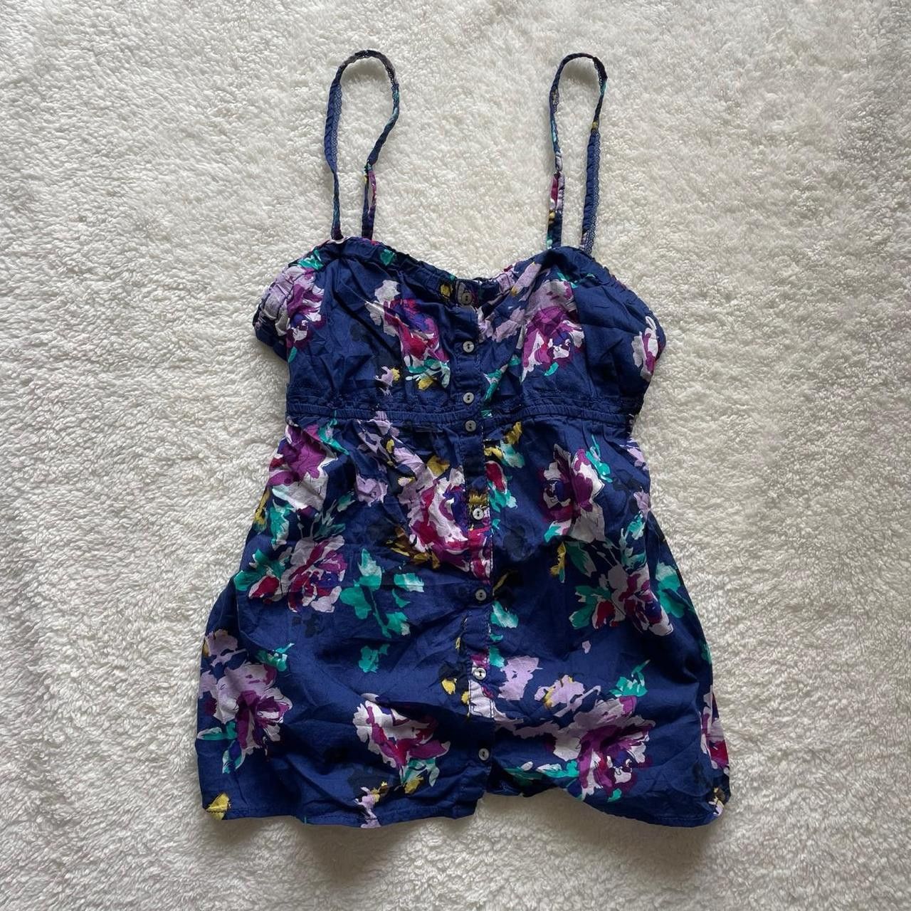 Garage 2000s Garage Blue Floral Babydoll Tank Top Size M / US 6-8 / IT 42-44 - 1 Thumbnail