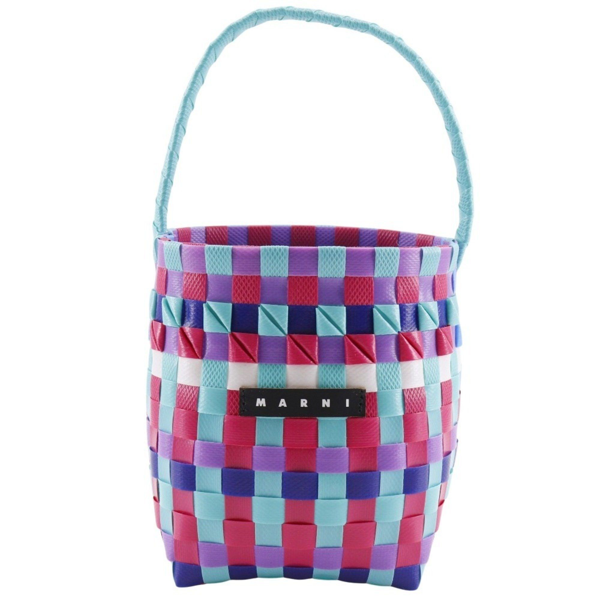 MARNI Pod Woven Bucket Handbag with One Handle M00332 M00IW Polypropylene Blue/Multicolor Open Women's