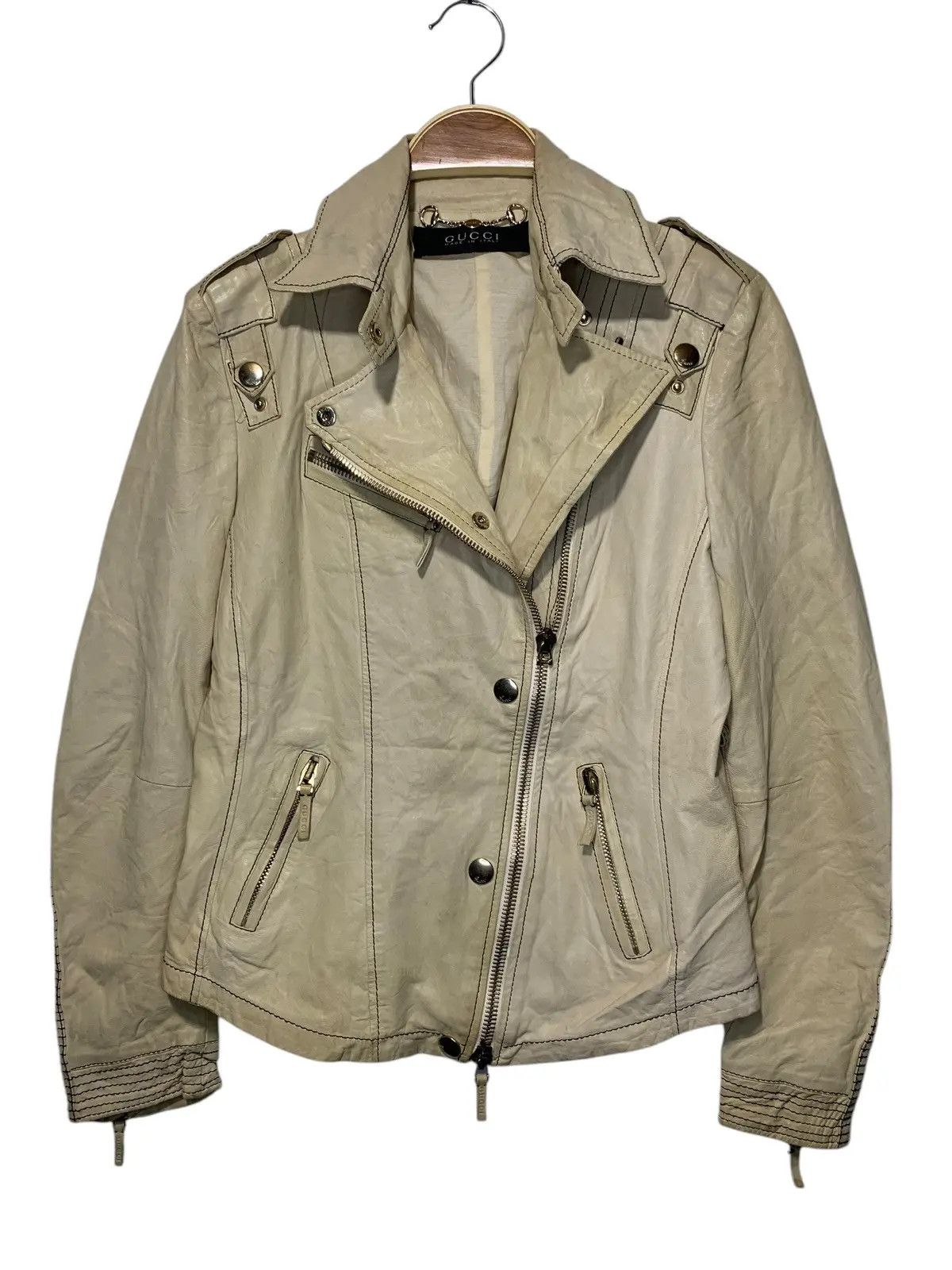 Gucci by tom ford asymmetrical leather biker jacket
