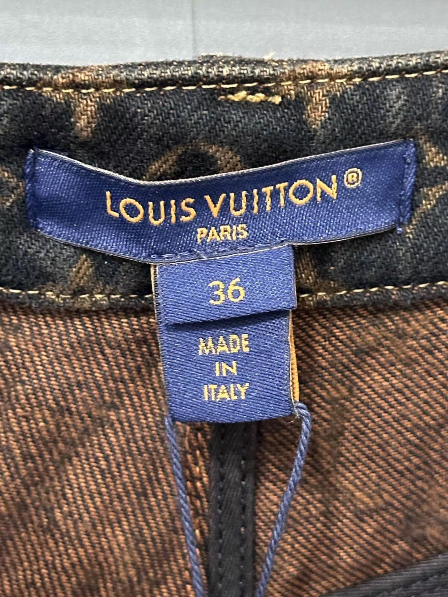 Louis Vuitton LV Monogram All Over Print Wide Leg Jeans 36 New Size 26" / US 2 / IT 38 - 5 Thumbnail