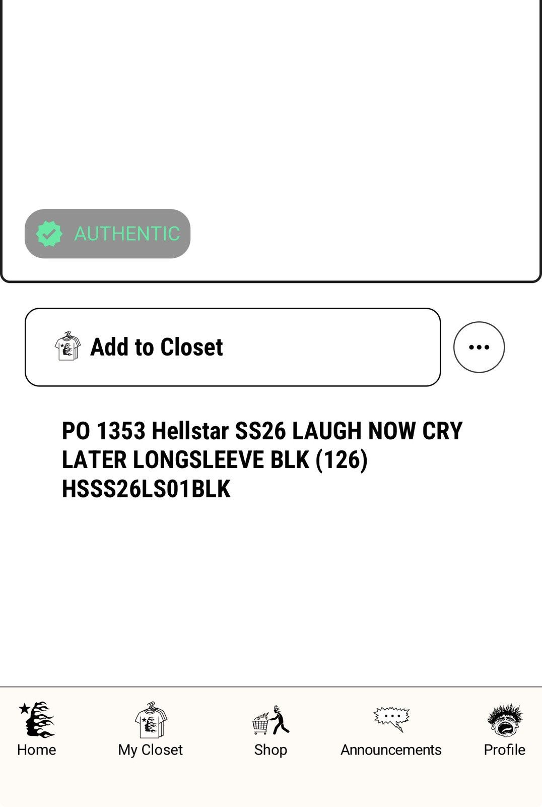 HELLSTAR ⛽️Hellstar Grail alert - Laugh Now Cry Later L/S Medium🔥 Size US M / EU 48-50 / 2 - 4 Thumbnail