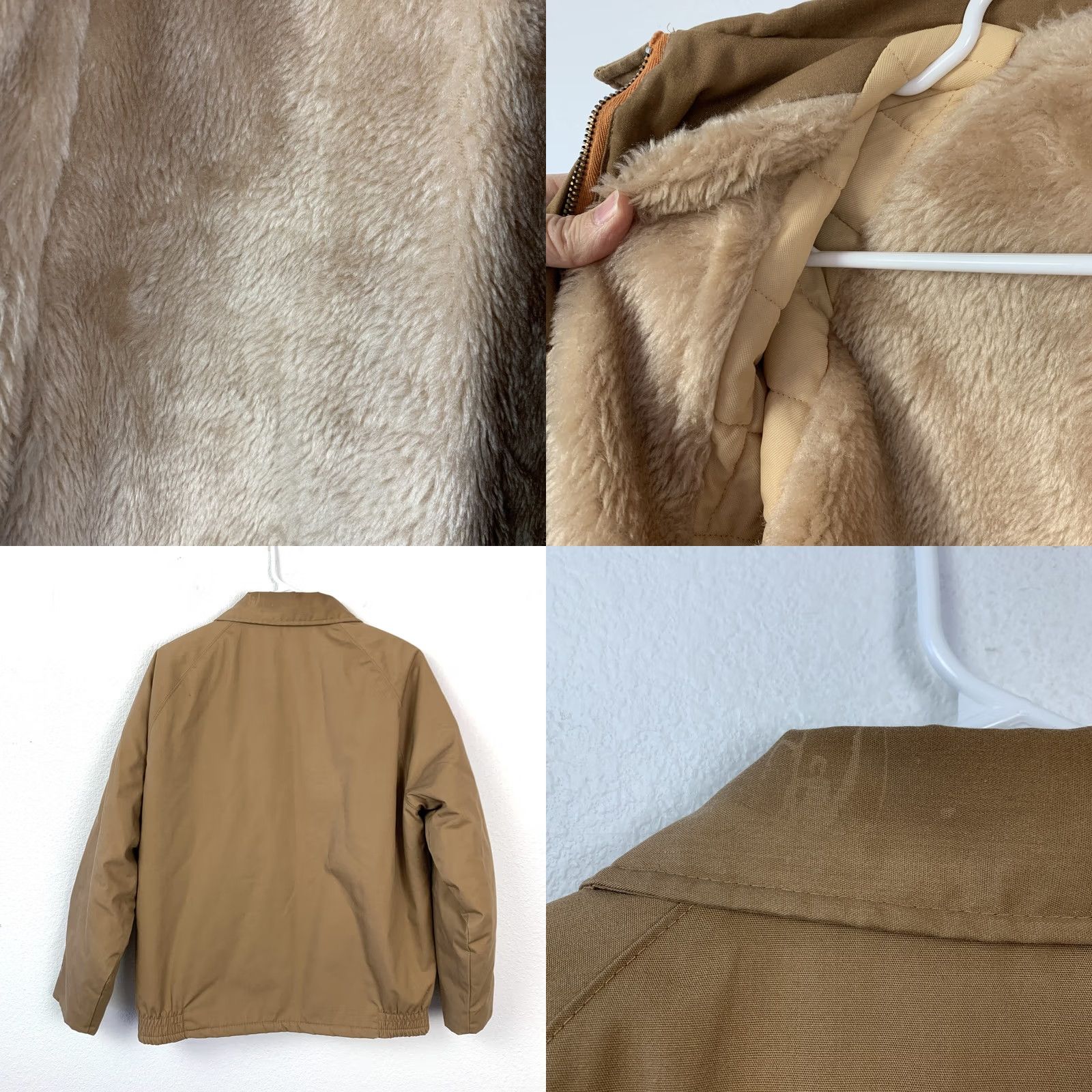 Vintage VINTAGE Campus Bomber Shirt Mens Tan Brown 70s Faux Fur Lined Made in USA 40 Regular Cozy Casual Size US XXS / EU 40 - 8 Thumbnail