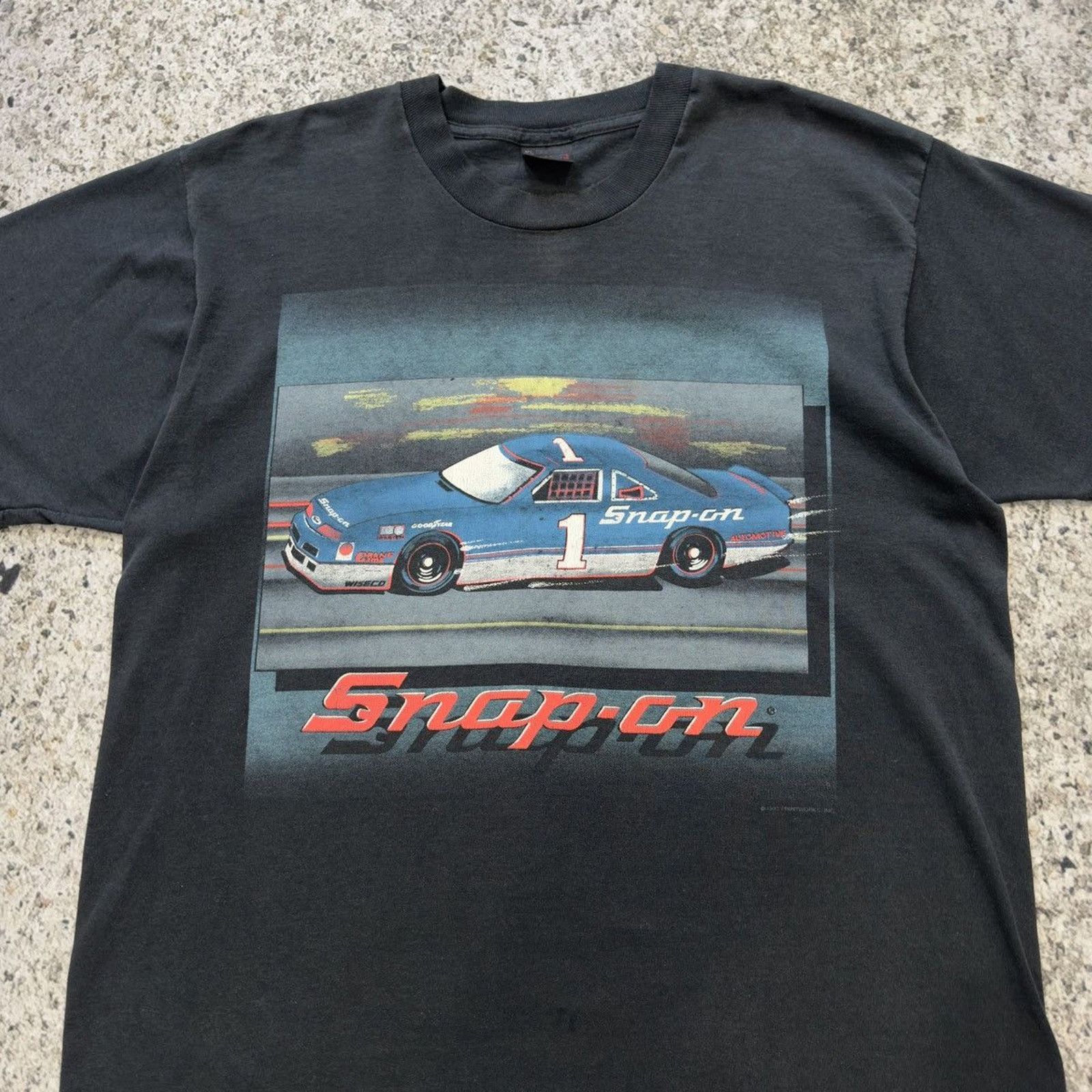 Vintage 90s Faded Distressed Thrashed Racing Tee ERD Grunge Size US XL / EU 56 / 4 - 4 Thumbnail