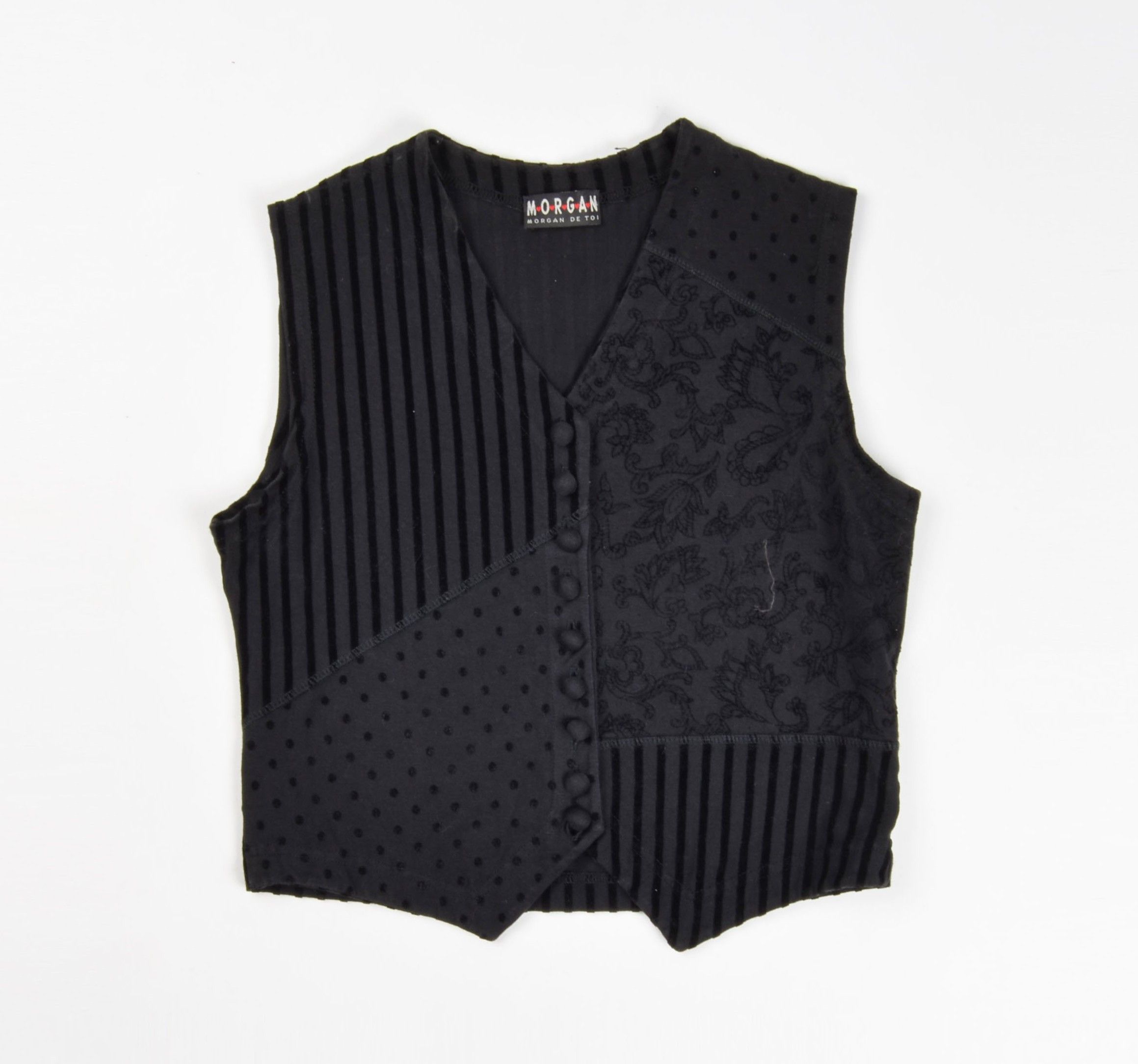 Morgan De Toi Vintage Morgan de Toi Y2K Patchwork Goth Black Vest Size M / US 6-8 / IT 42-44 - 1 Thumbnail