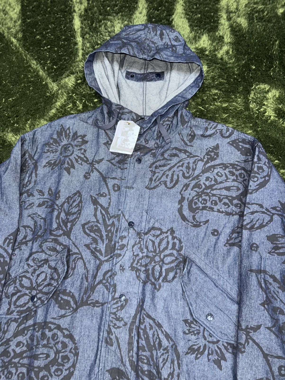 XL] engineered garments 8oz denim highland parka floral