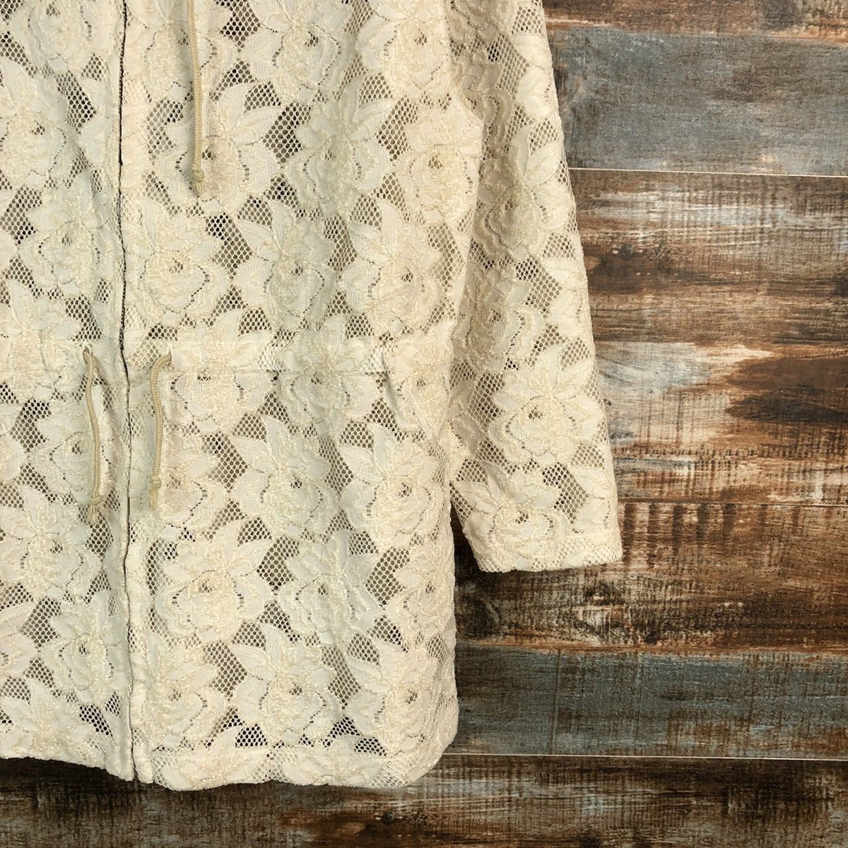 Homespun Knitwear Splash White crochet meshnet art Cardigan Knitwear #A2302 Size M / US 6-8 / IT 42-44 - 8 Thumbnail