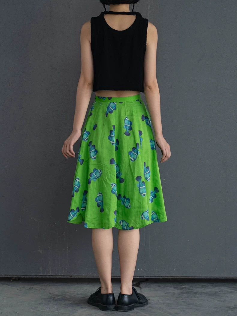Kenzo KENZO Vintage green tropical fish half skirt Size 25" / US 0 / IT 36 - 5 Thumbnail