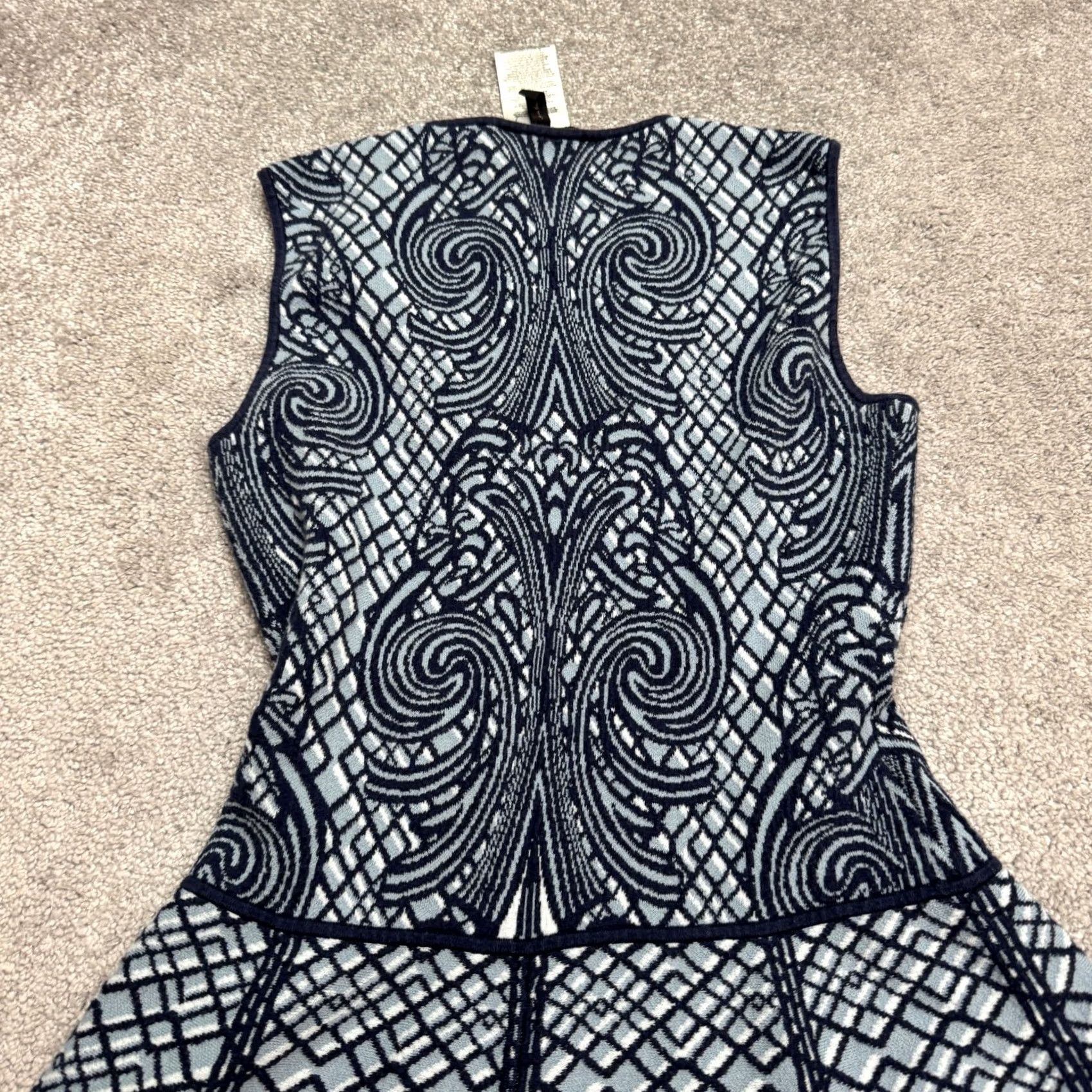 Bcbgmaxazria BCBGMAXAZRIA Blue Geometric Jacquard Knit Mini Dress Womens Medium Size M / US 6-8 / IT 42-44 - 5 Thumbnail