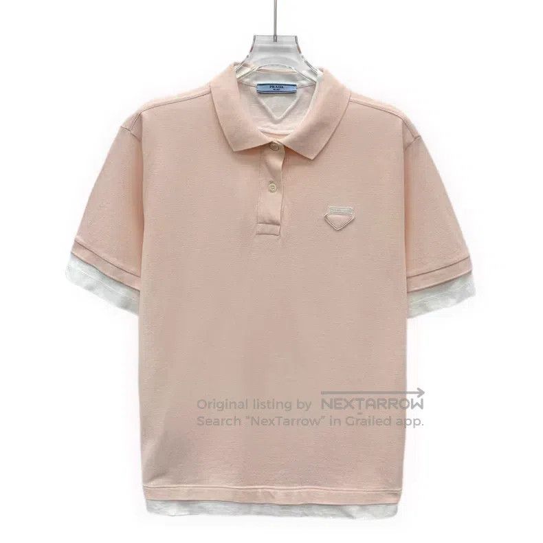 Prada Prada Pink logo triangle Polo collar short-sleeved T-shirt Size XXS / US 00 / IT 34 - 1 Thumbnail