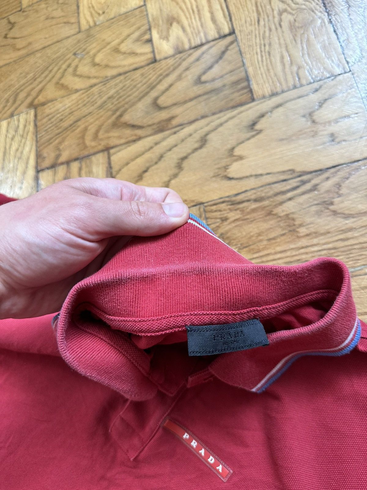 Prada PRADA MILANO RED TAB POLO T-SHIRT TEE Size US L / EU 52-54 / 3 - 6 Thumbnail