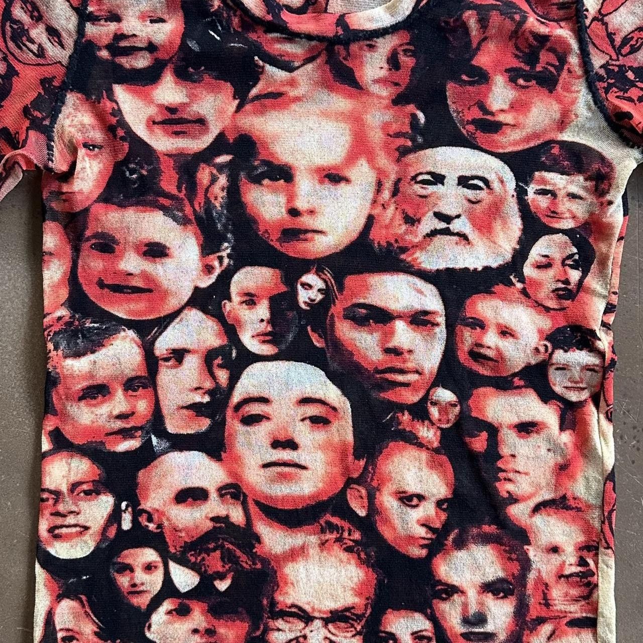 Jean Paul Gaultier JEAN PAUL GAULTIER Vintage Red Face Print Mesh Top Size XL / US 12-14 / IT 48-50 - 3 Thumbnail