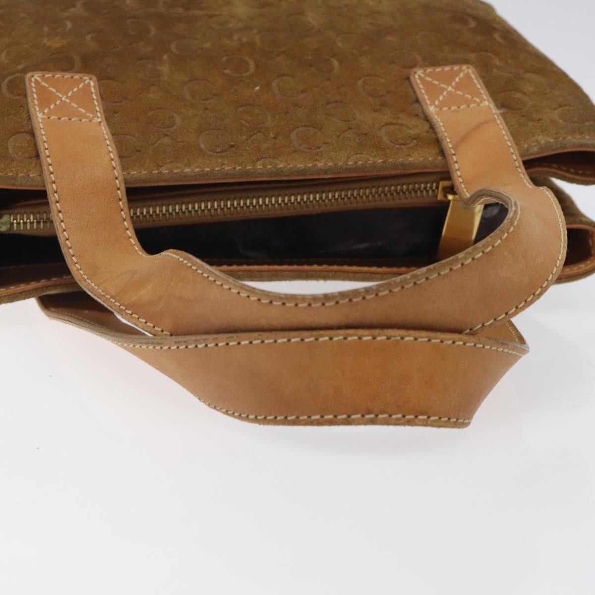Celine CELINE Macadam Canvas Hand Bag Suede Brown Gold Size ONE SIZE - 7 Thumbnail