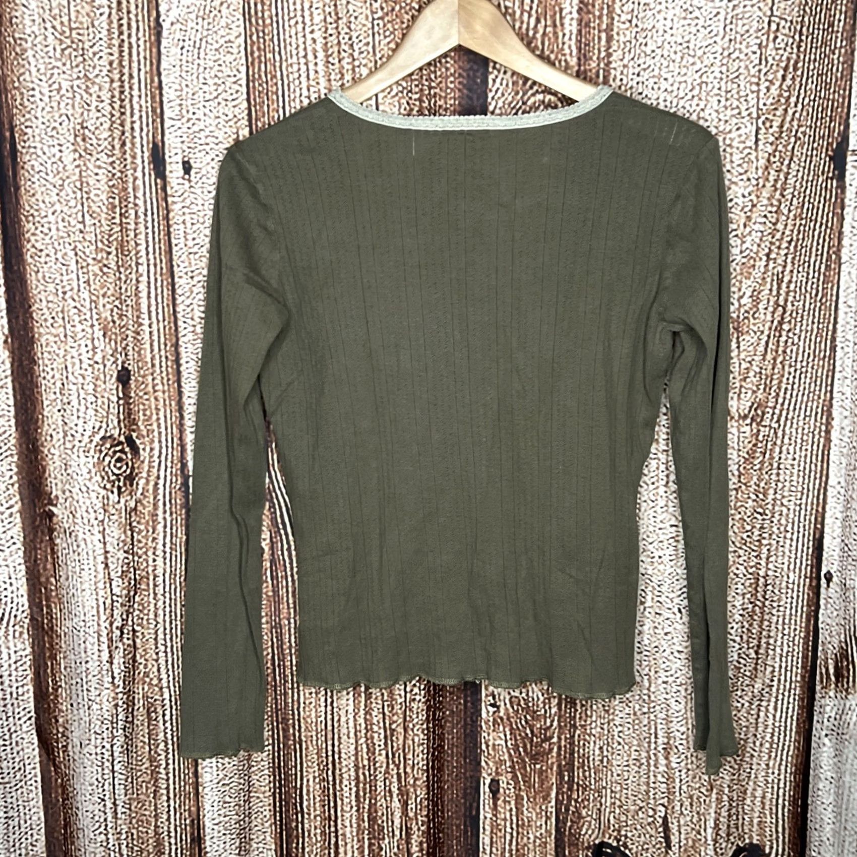 J. Jill VINTAGE J. Jill Lace Trim Cotton Top Blouse Brown Womens XS Lace Sheer Cotton 1990s 0 Size XS / US 0-2 / IT 36-38 - 3 Thumbnail