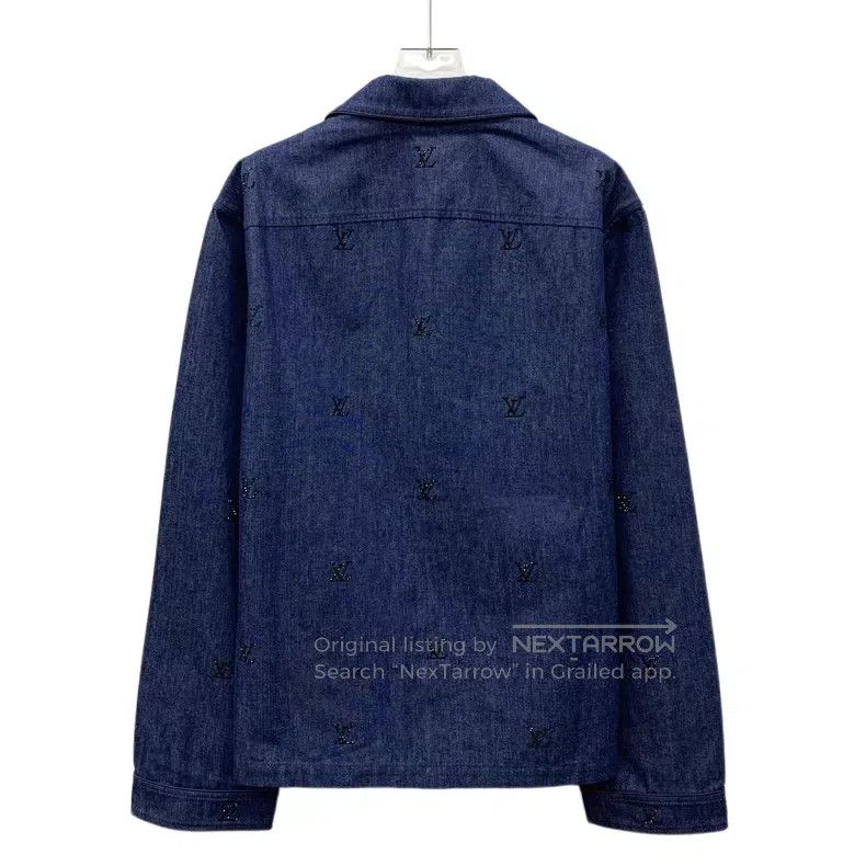 Louis Vuitton Louis Vuitton 25 Dark Blue Logo Beaded Cotton Lapel Single Size US L / EU 52-54 / 3 - 2 Thumbnail