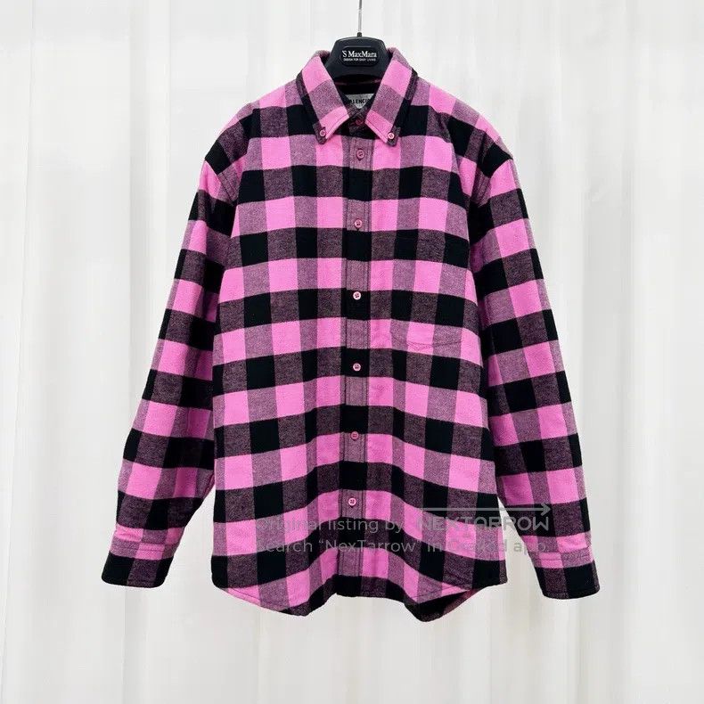 Balenciaga Balenciaga Black and Pink Plaid Padded Jacket Size XXS / US 00 / IT 34 - 1 Thumbnail