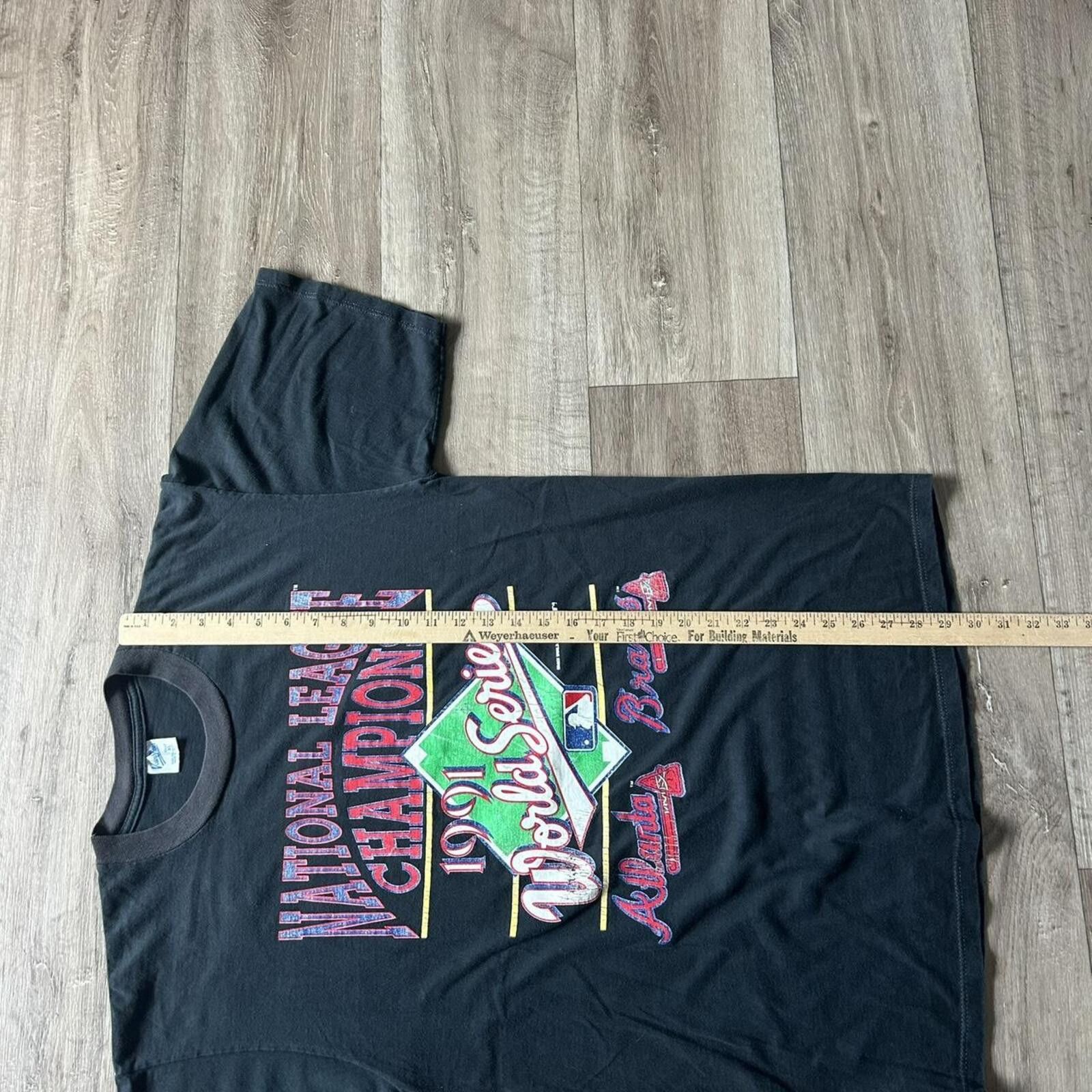 MLB Vintage 1991 Atlanta Braves World Series black T-shirt XL Size US XL / EU 56 / 4 - 7 Thumbnail