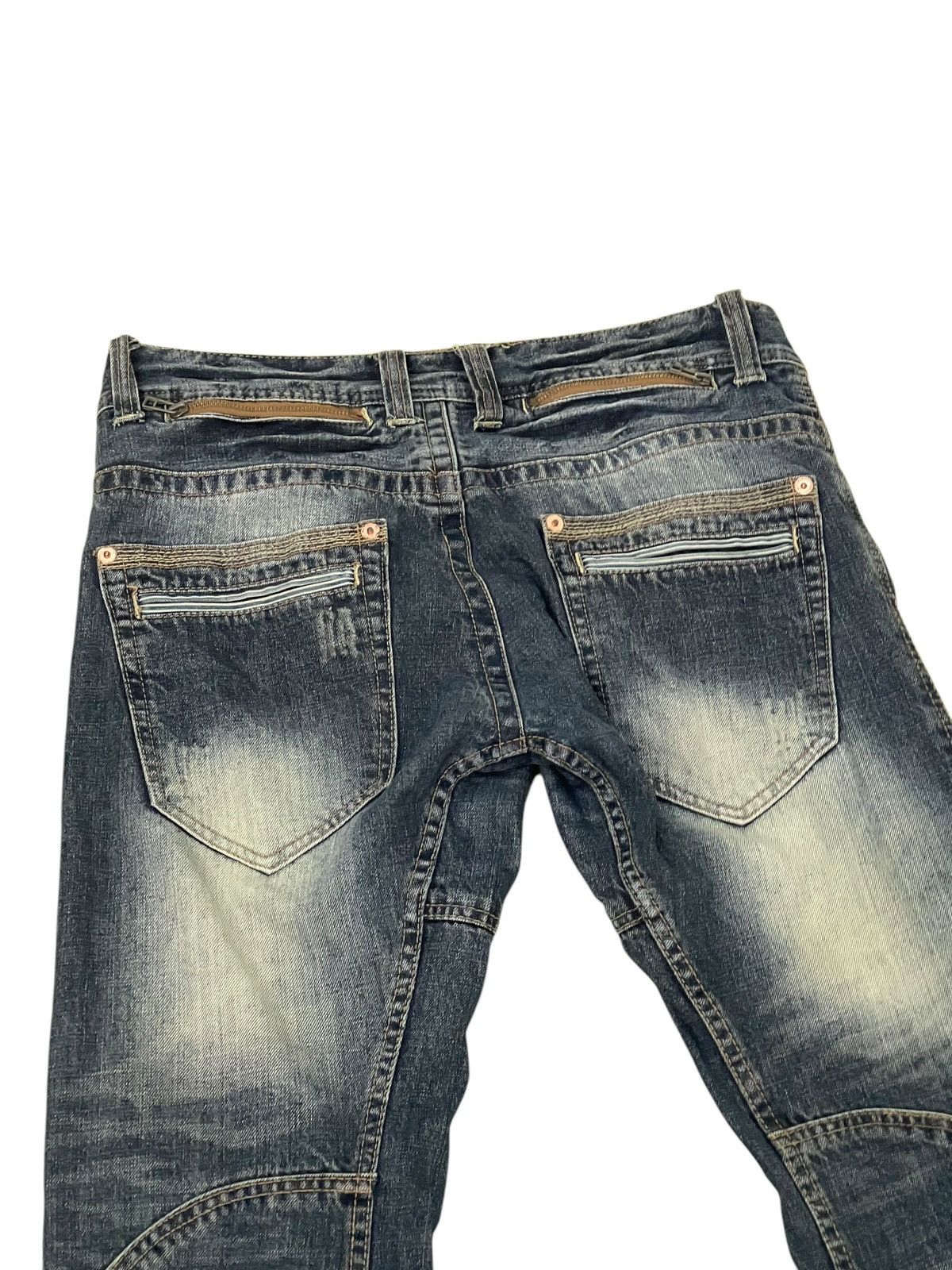 Japanese Brand Slim Jeans Made in Heaven Faded Distress 7🟦 Size US 33 - 13 Thumbnail