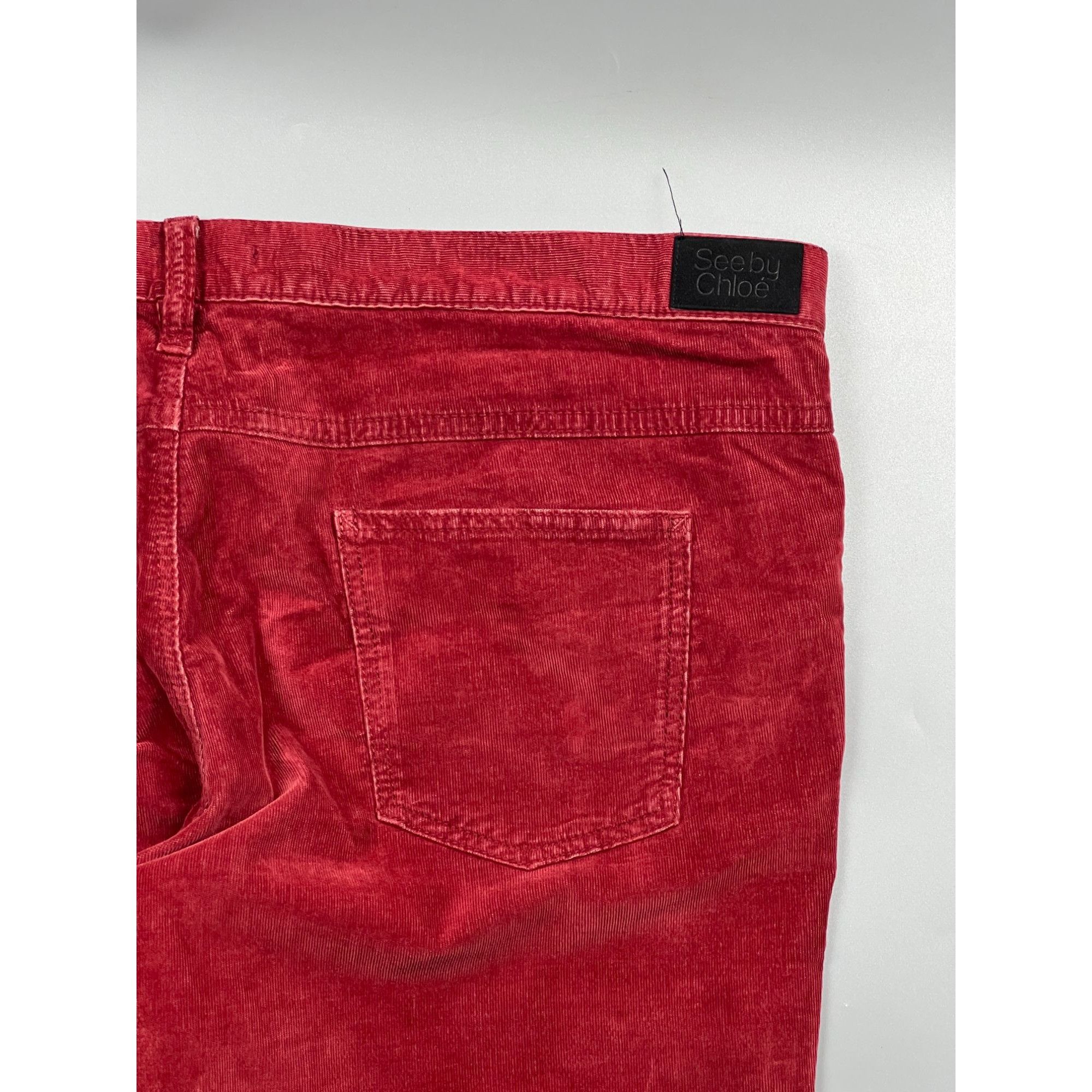 See by Chloe See By Chloe Low Waist Red Corduroy Pants (Y0887) Size 24" / US 00 / IT 34 - 12 Thumbnail