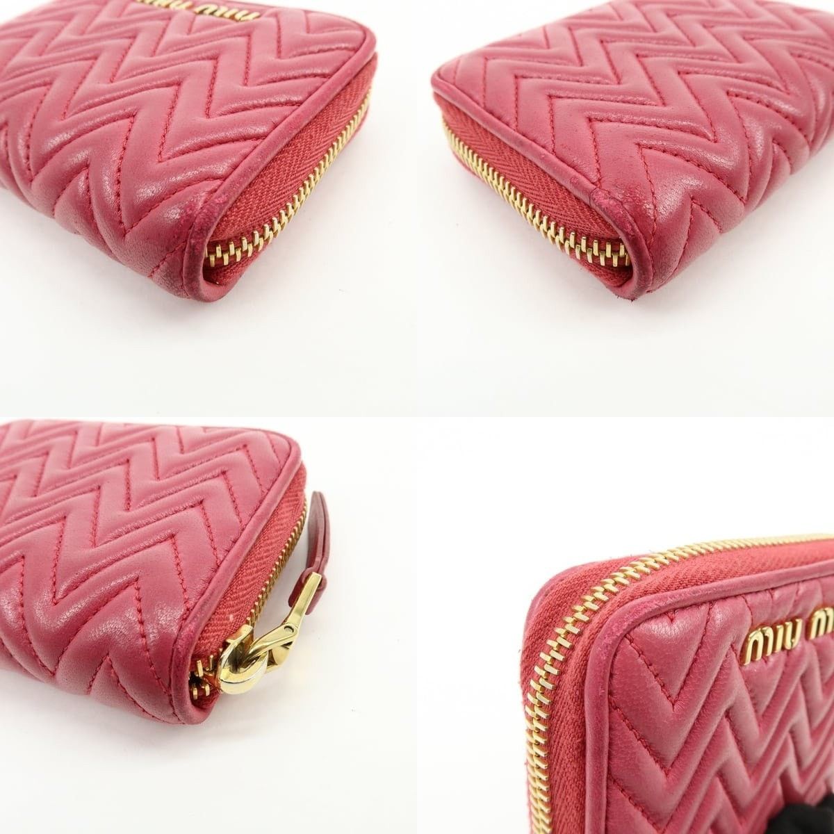 Miu Miu Miu Miu Logo Nappa Leather Coin Purse Pink Size ONE SIZE - 4 Thumbnail