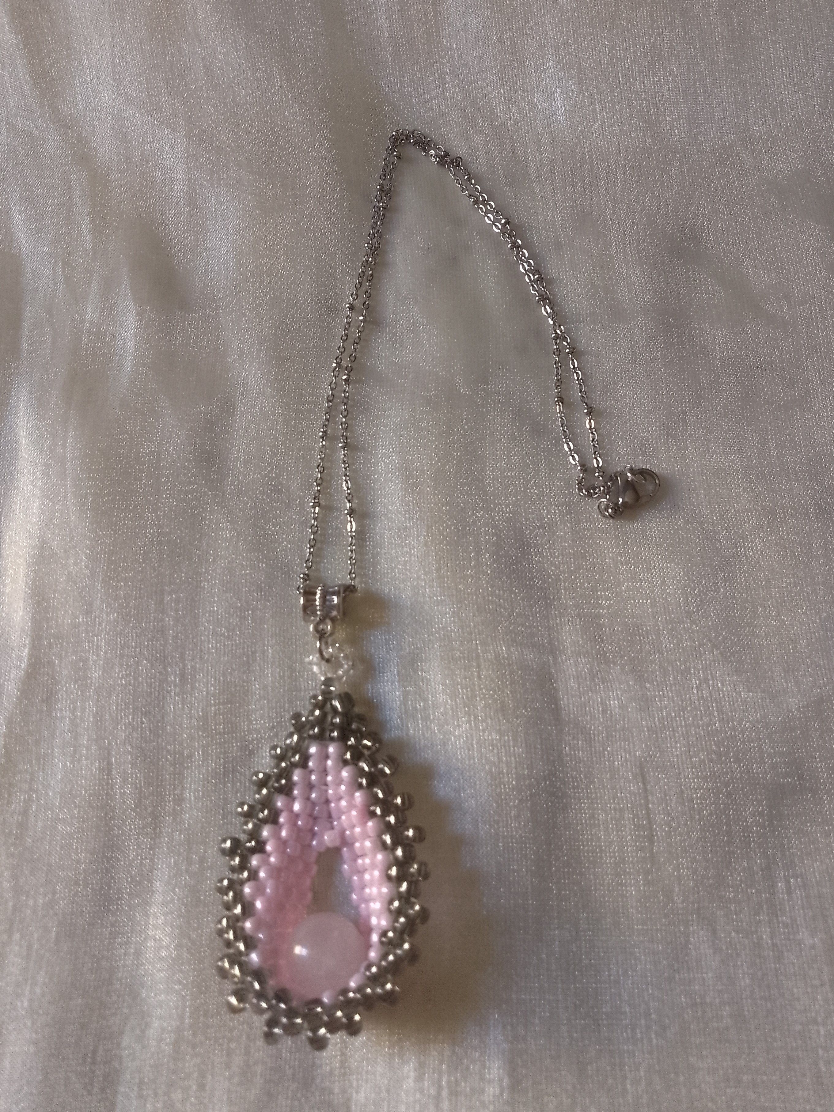 Handmade Necklace Rose quartz gemstone pendant Chakra Size ONE SIZE - 7 Thumbnail