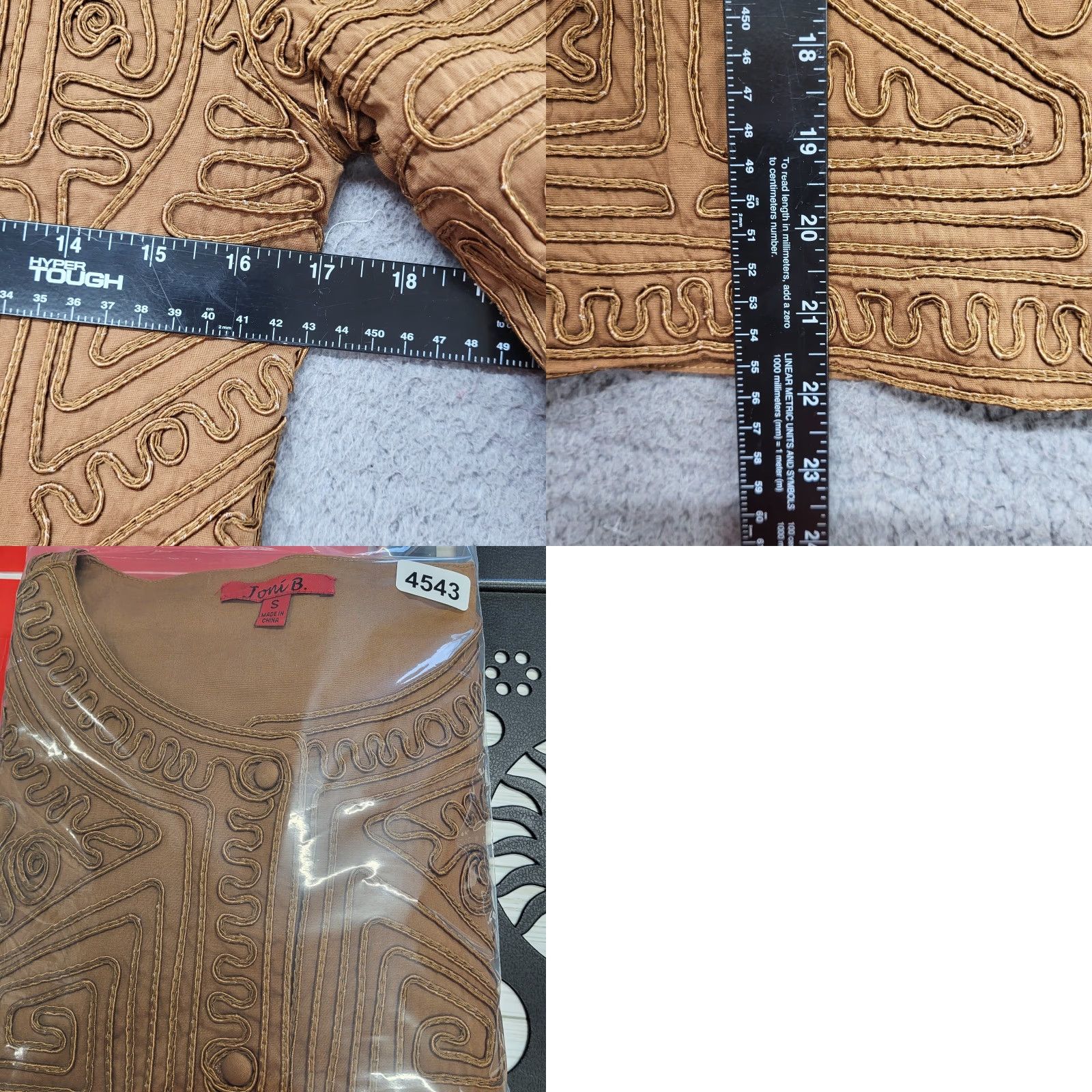 Vintage Joni B. Jacket Women's Small Brownish Gold Lined Split Sleeve Fabric Trim Button Size S / US 4 / IT 40 - 10 Thumbnail