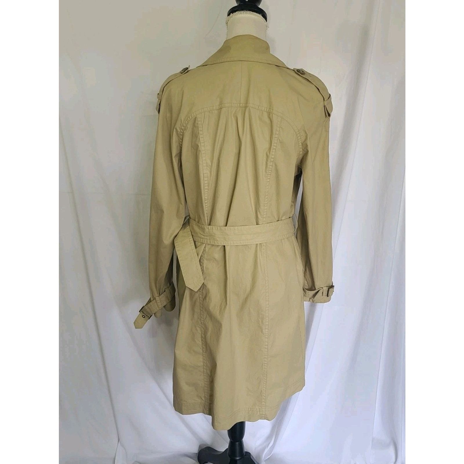 Vince Vince Designer Womens Tan Khaki Wax Belted Trench Coat Small Size S / US 4 / IT 40 - 10 Thumbnail