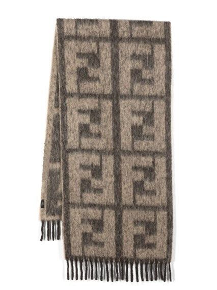 o1s1wg111224 Size: OS / Alpaca Wool Scarf in Brown & Beige