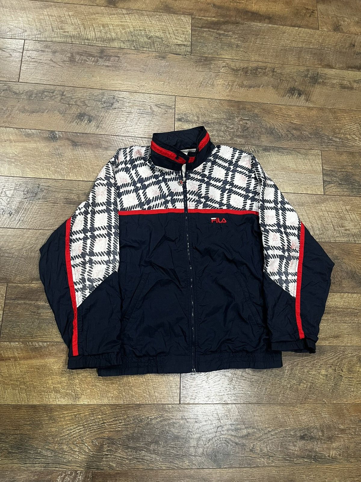 Fila Vtg 90s FILA Colorblock Plaid Ski Windbreaker Navy Large Size US L / EU 52-54 / 3 - 1 Thumbnail