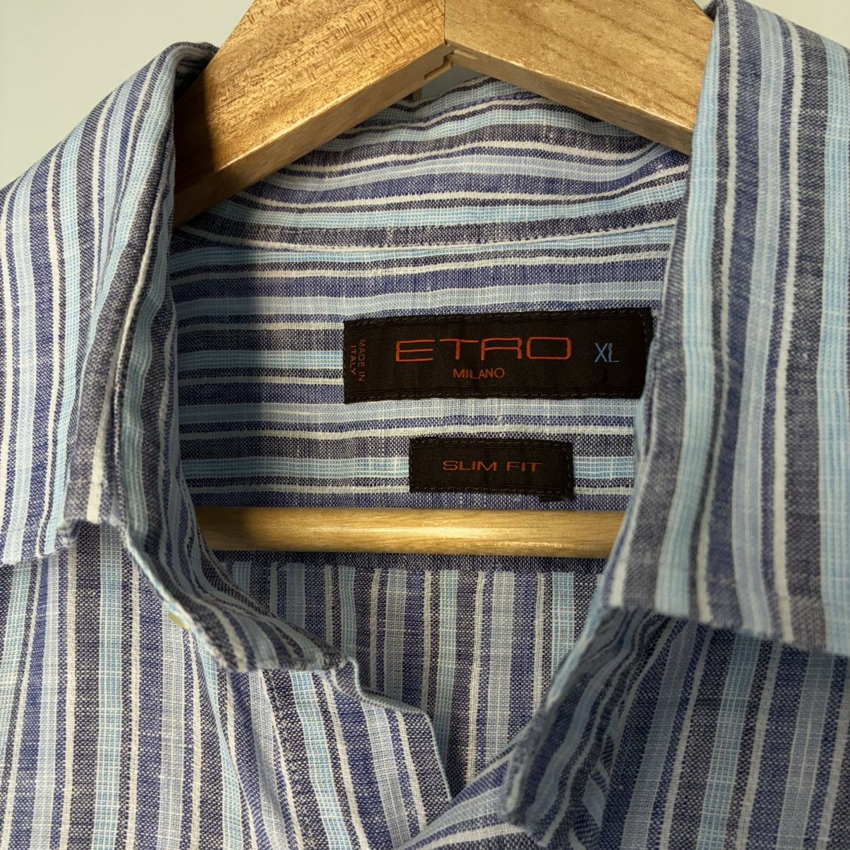 Etro Etro Milano 100% Linen Striped SS Shirt - Slim Fit XL Size US XL / EU 56 / 4 - 1 Thumbnail