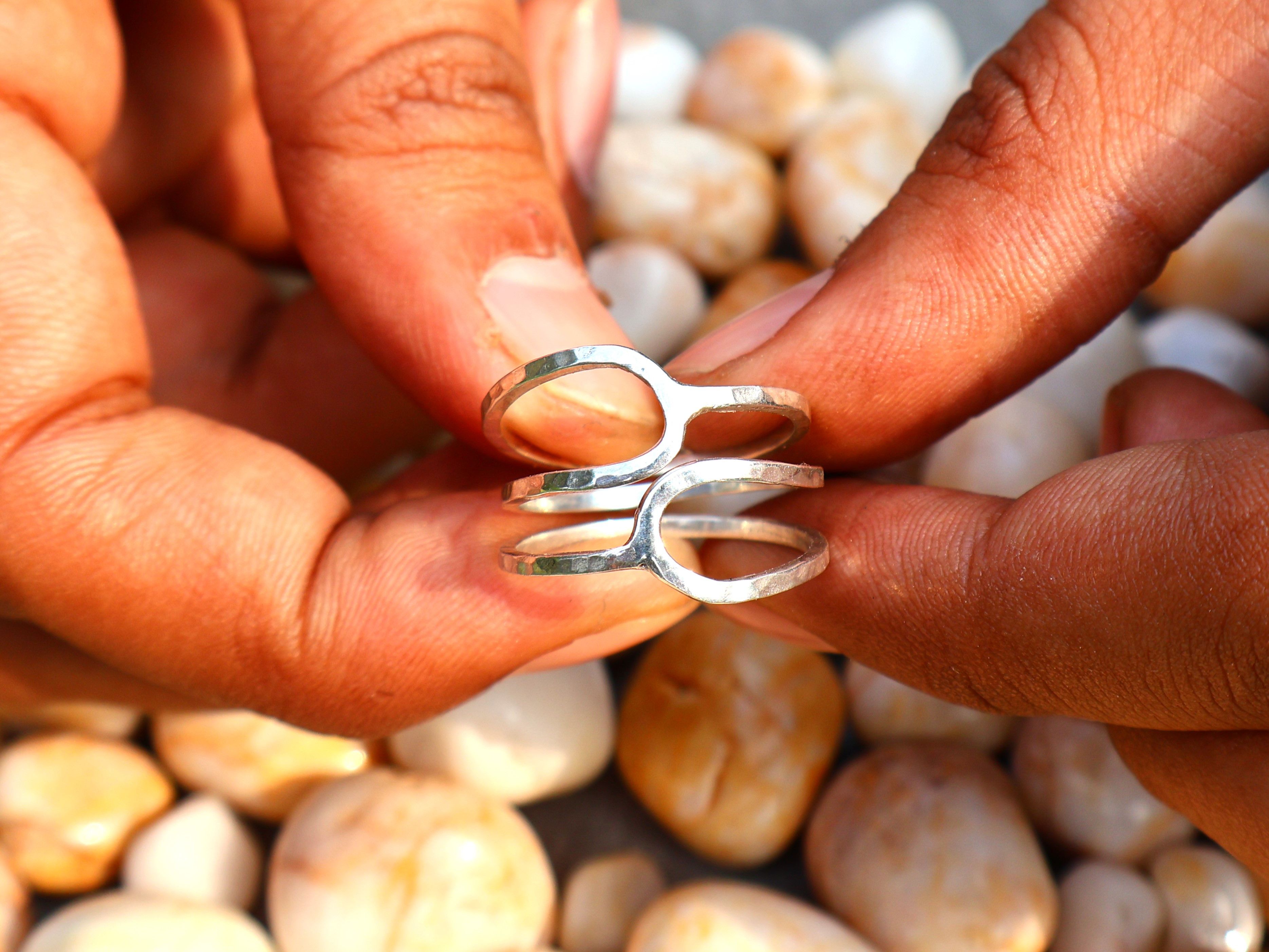 Handmade Hammered Spiral Ring, 925 Sterling Silver, Handmade Ring, Size ONE SIZE - 9 Thumbnail