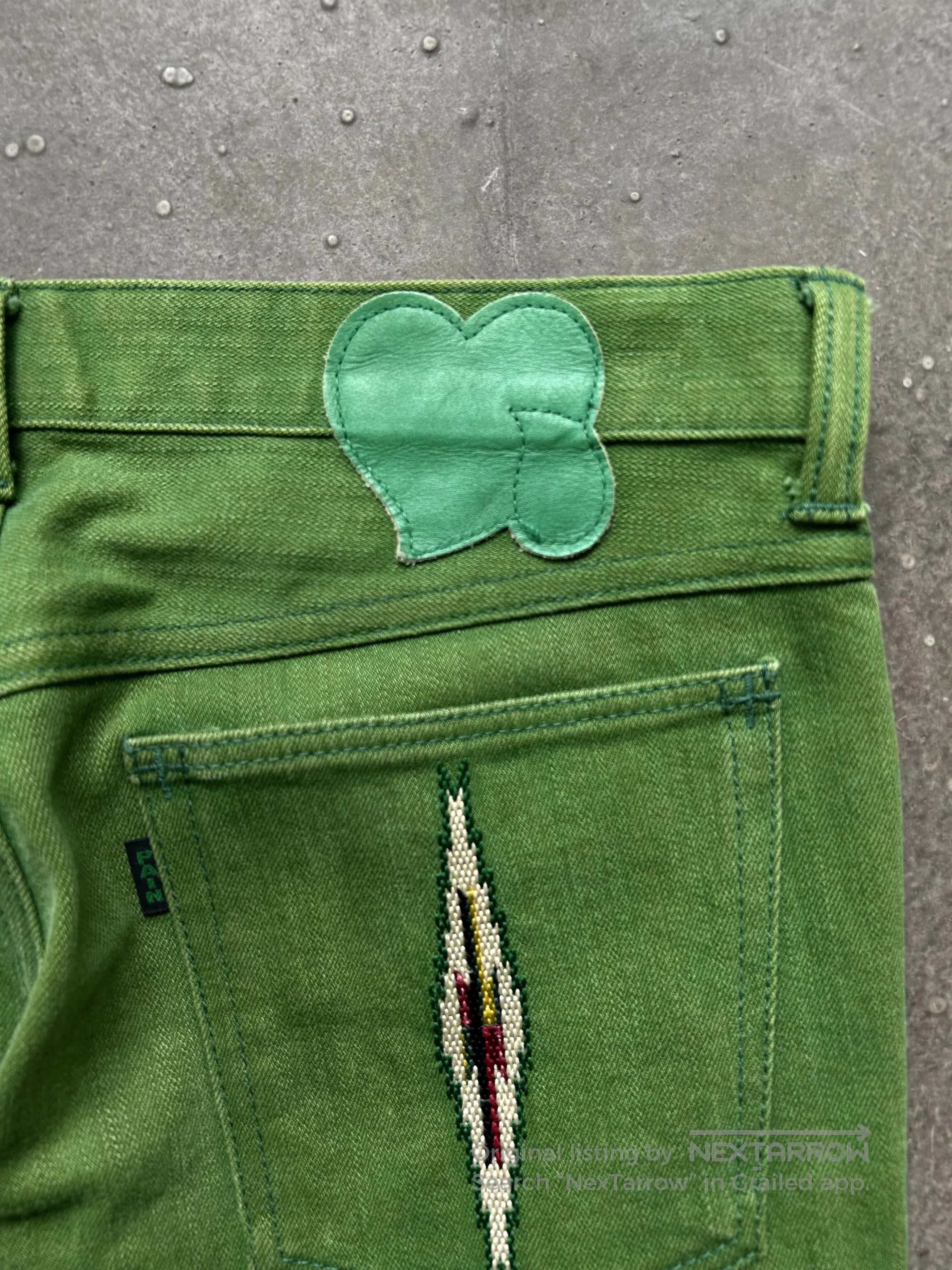 Number (N)ine green embroidered denim pants by number(n)ine. Size US 32 / EU 48 - 9 Thumbnail