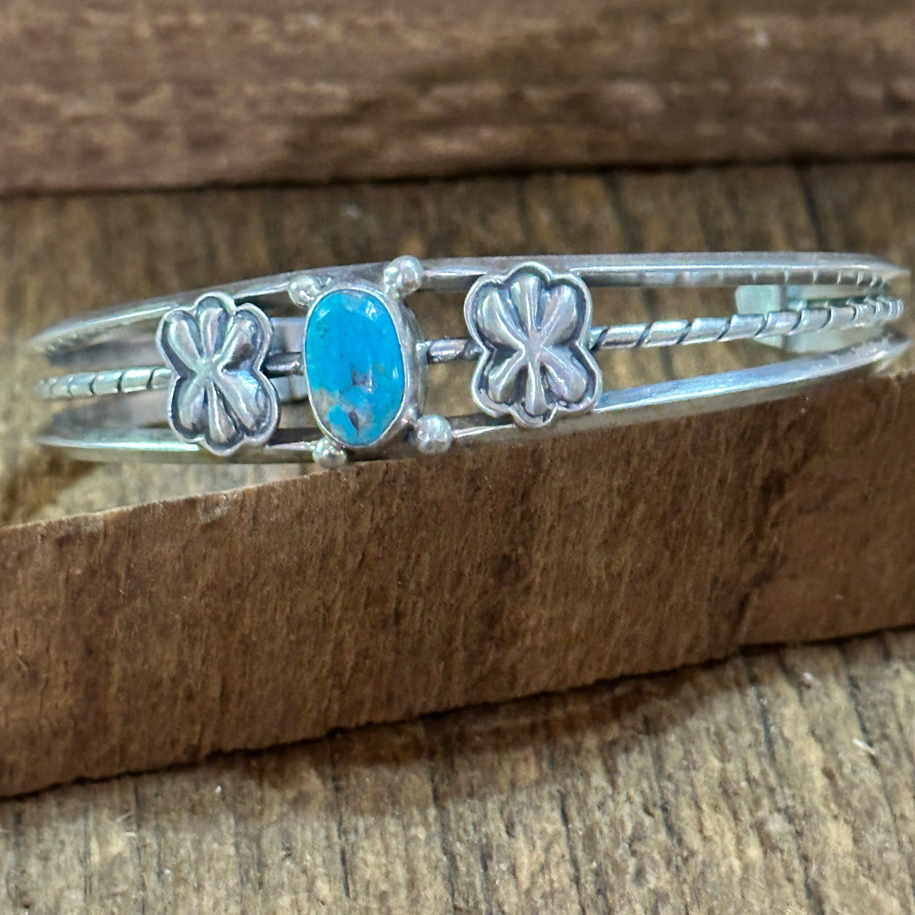 Other Navajo Sterling Cuff & Kingman Turquoise Floral Cuff Bracele Size ONE SIZE - 2 Thumbnail