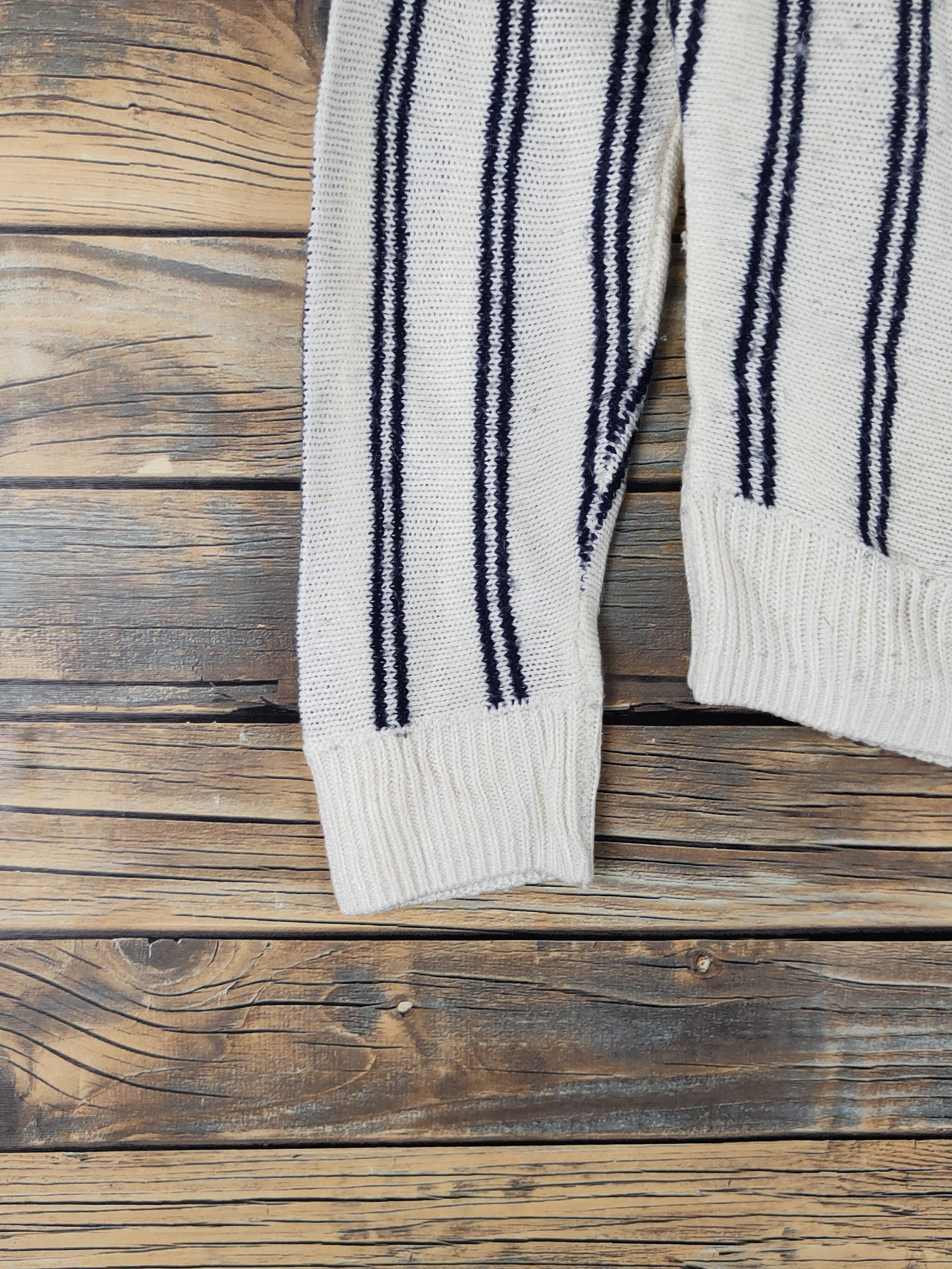 Homespun Knitwear × Japanese Brand × Vintage Pinklatte Cream Navy Stripe Knitwear Sweatshirts #W1682 Size XS / US 0-2 / IT 36-38 - 4 Thumbnail