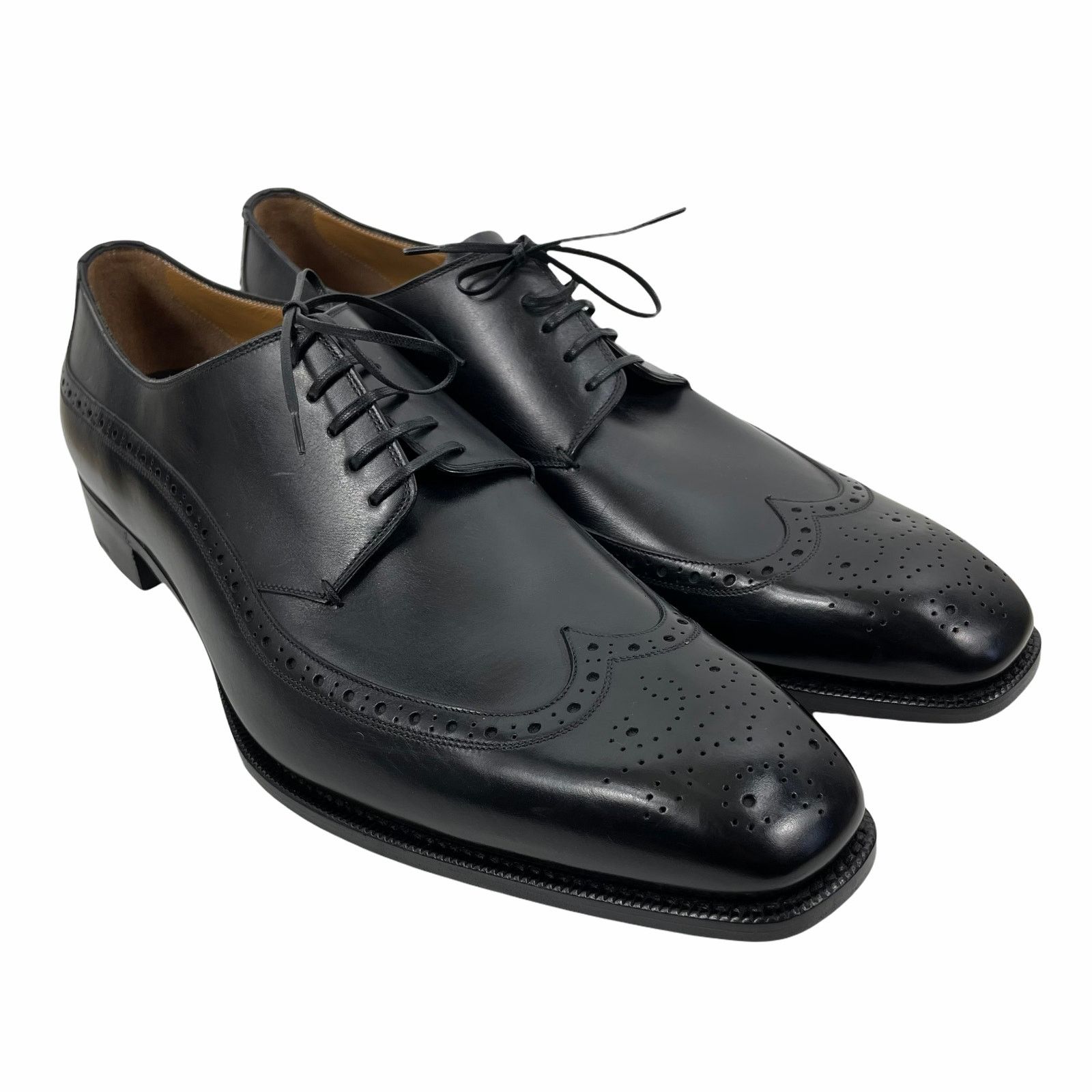 image of Ermenegildo Zegna Wingtip Black Oxford Shoes Size 15.5, Men's
