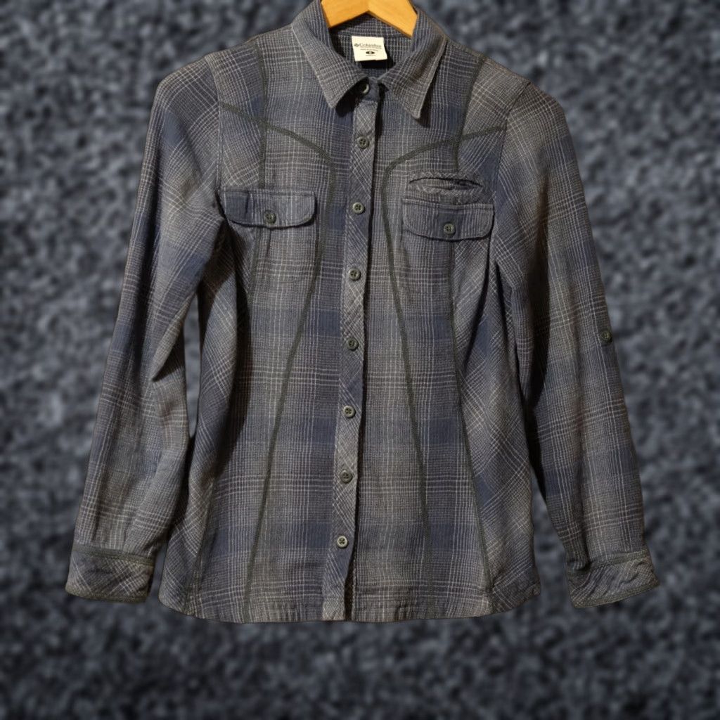 Vintage Columbia Flannel Button Up Blue Plaid Pockets 100% Cotton Women's S XS? Size S / US 4 / IT 40 - 1 Thumbnail