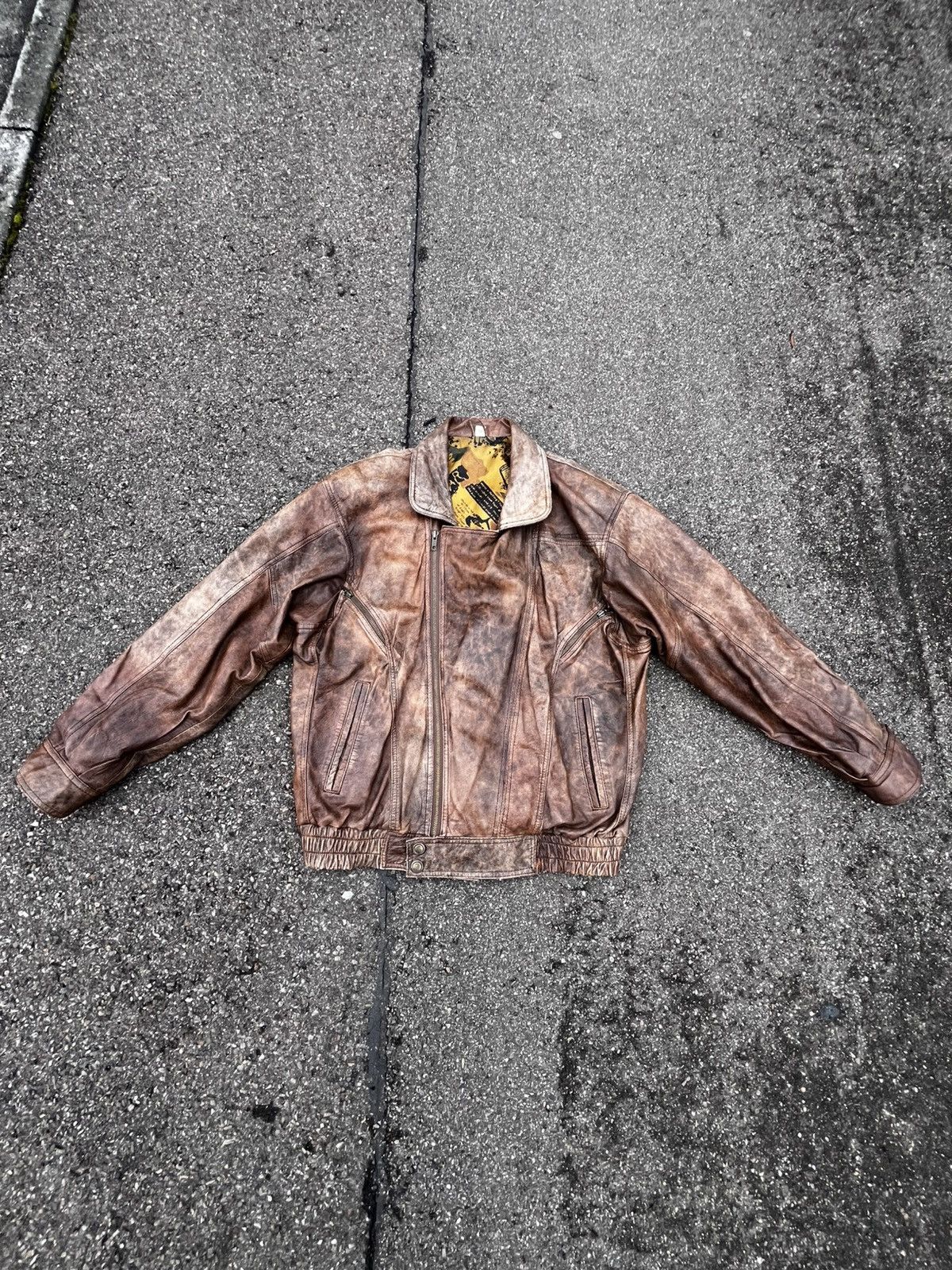 Vintage Vintage 80s Brown Leather Biker Jacket Size L / US 10 / IT 46 - 2 Thumbnail