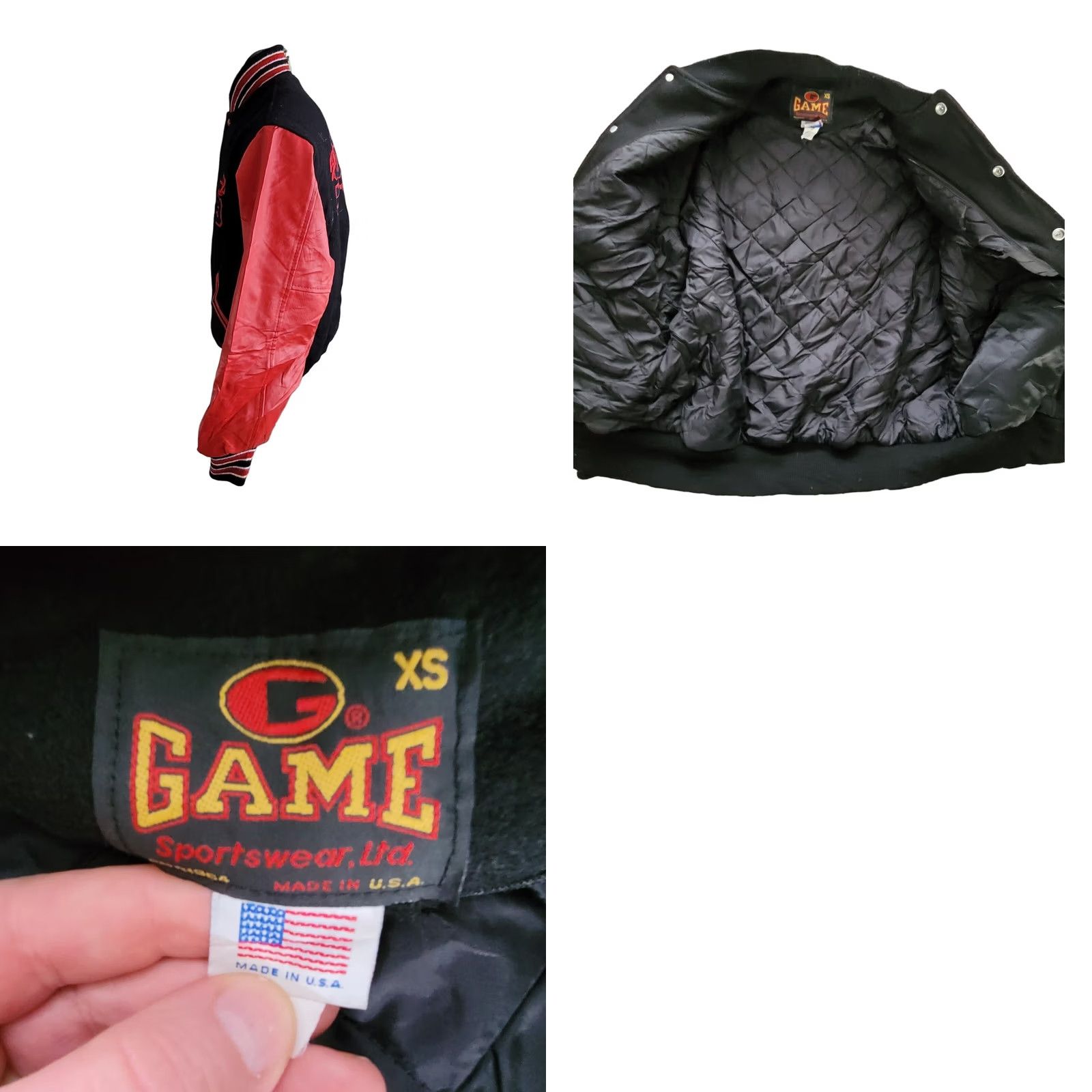 Vintage VINTAGE Game Jacket Womens XS Soul Shock Marielle Varsity Wool Leather USA Black 90s Style Size XS / US 0-2 / IT 36-38 - 8 Thumbnail