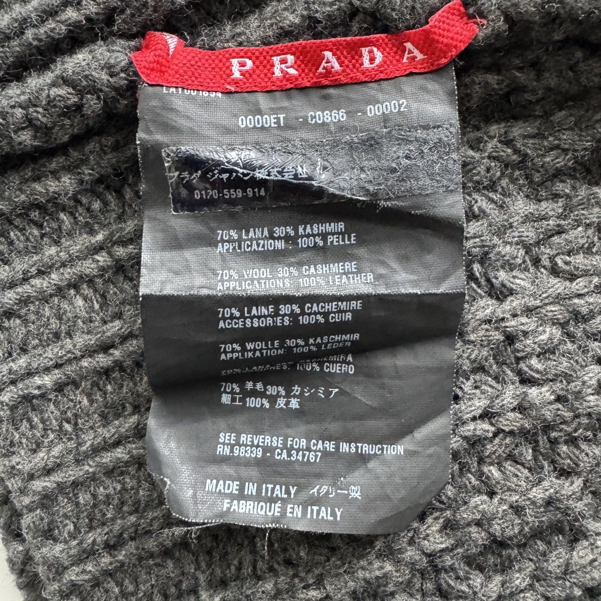 Prada Prada Cashmere Wool Beanie Leather Patch Size ONE SIZE - 5 Thumbnail