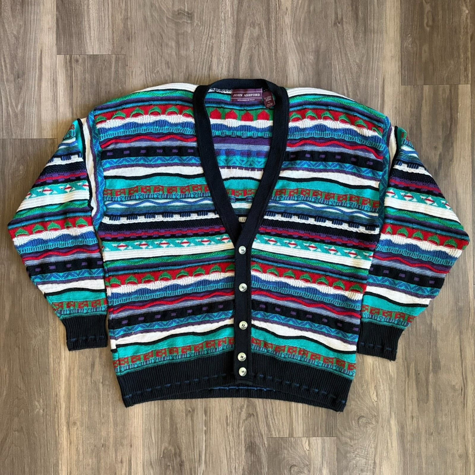 John Ashford × Vintage Vintage John Ashford Coogi Style Cardigan Sweater Size XL Size US XL / EU 56 / 4 - 3 Thumbnail