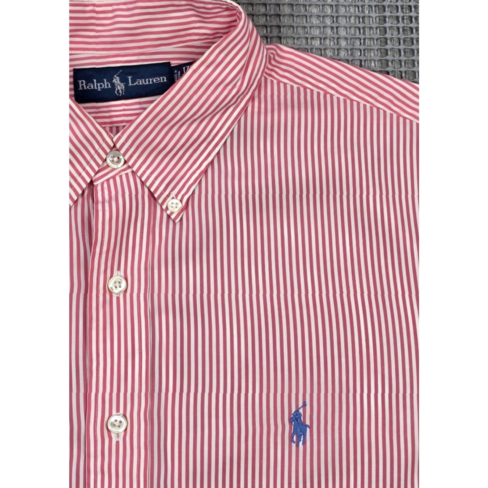 Polo Ralph Lauren VINTAGE Polo Ralph Lauren Shirt Mens 17.5 Pink Stripe Poplin Bengal Long Sleeve Button-Up Knit? Size US XXL / EU 58 / 5 - 3 Thumbnail
